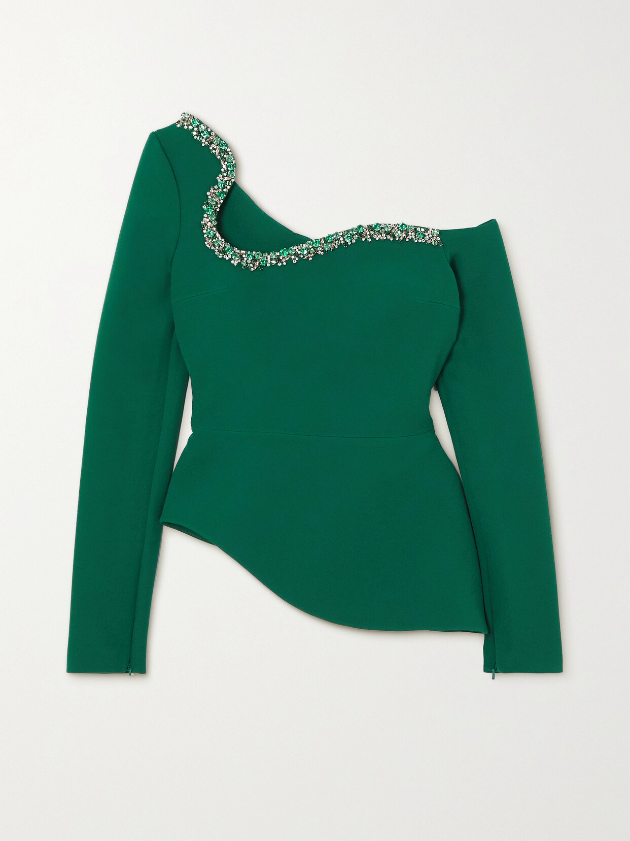 Safiyaa - Aime Asymmetric Crystal-embellished Crepe Top - Green