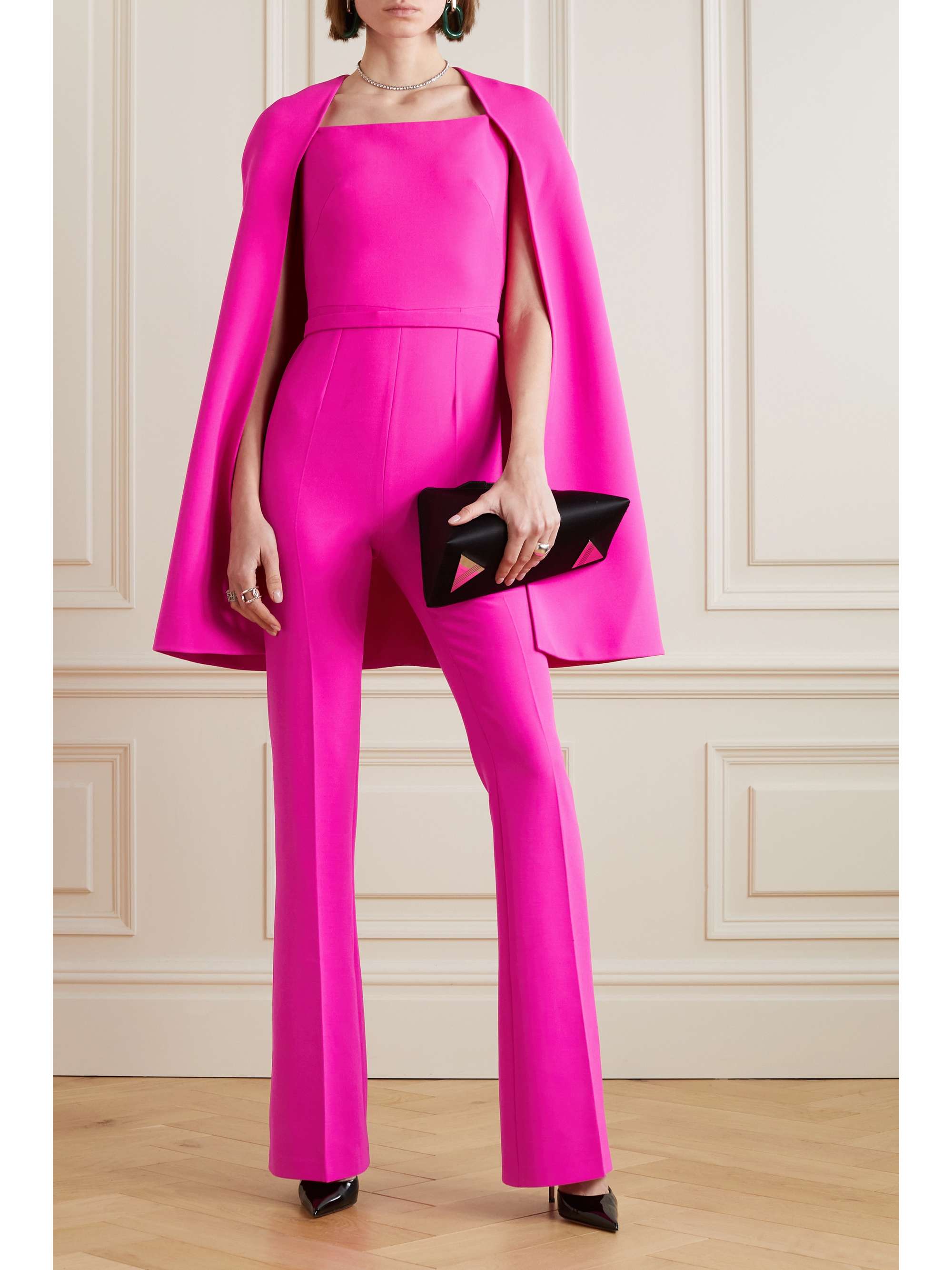 SAFIYAA Cinzia cape-effect crepe jumpsuit