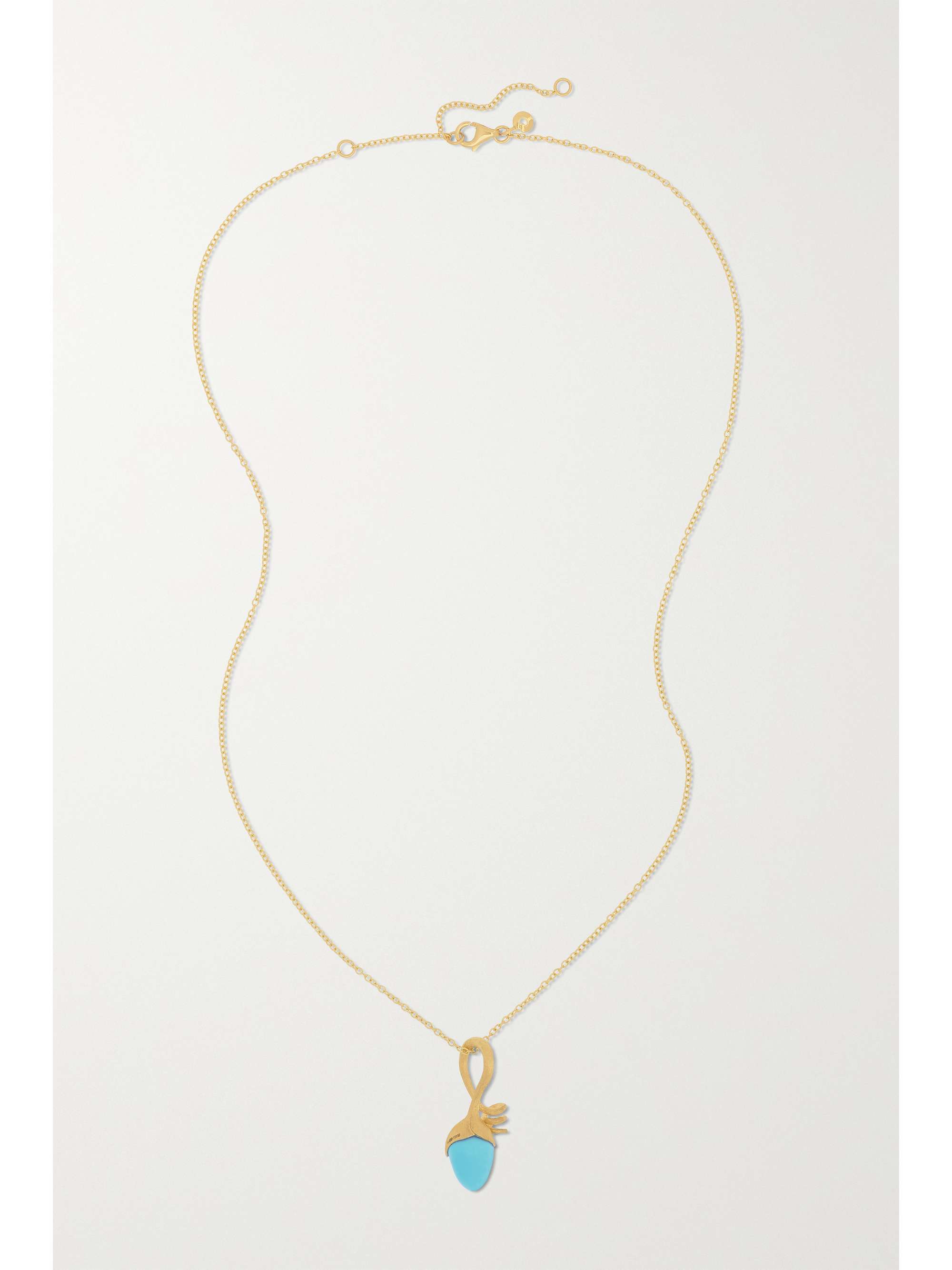 OLE LYNGGAARD COPENHAGEN Lotus Sprout 18-karat gold turquoise necklace