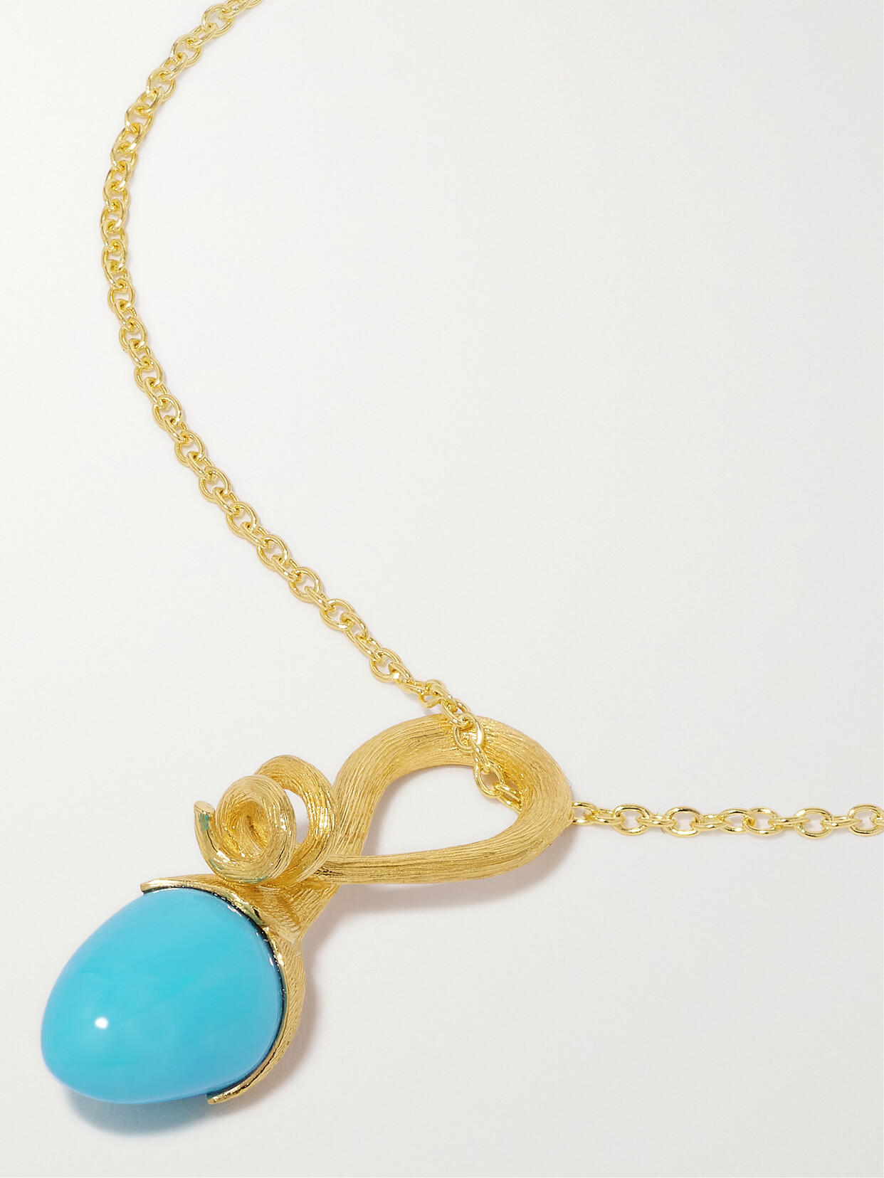 OLE LYNGGAARD COPENHAGEN - Lotus Sprout 18-karat Gold Turquoise Necklace - Blue