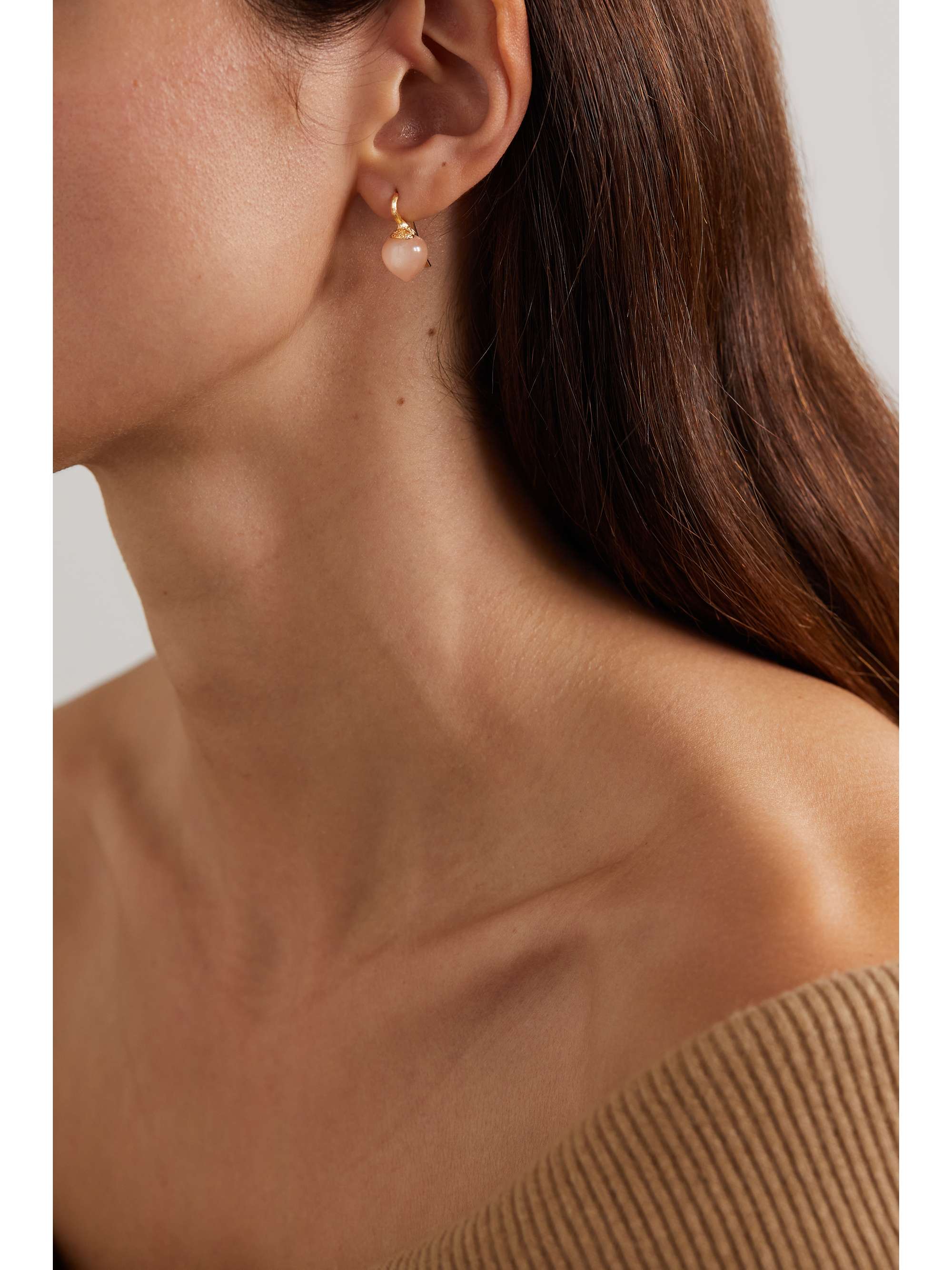 OLE LYNGGAARD COPENHAGEN Dew Drops Small 18-karat gold moonstone earrings