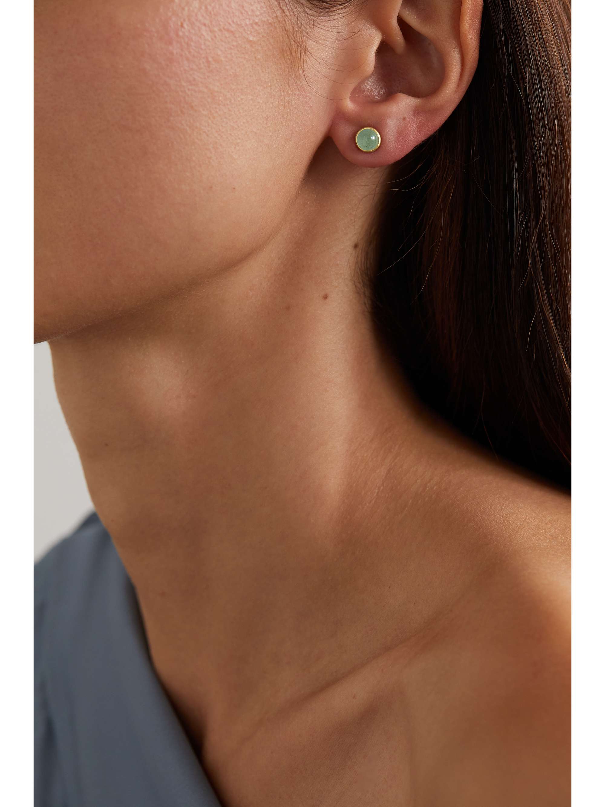 OLE LYNGGAARD COPENHAGEN Lotus 18-karat gold, aquamarine and diamond earrings
