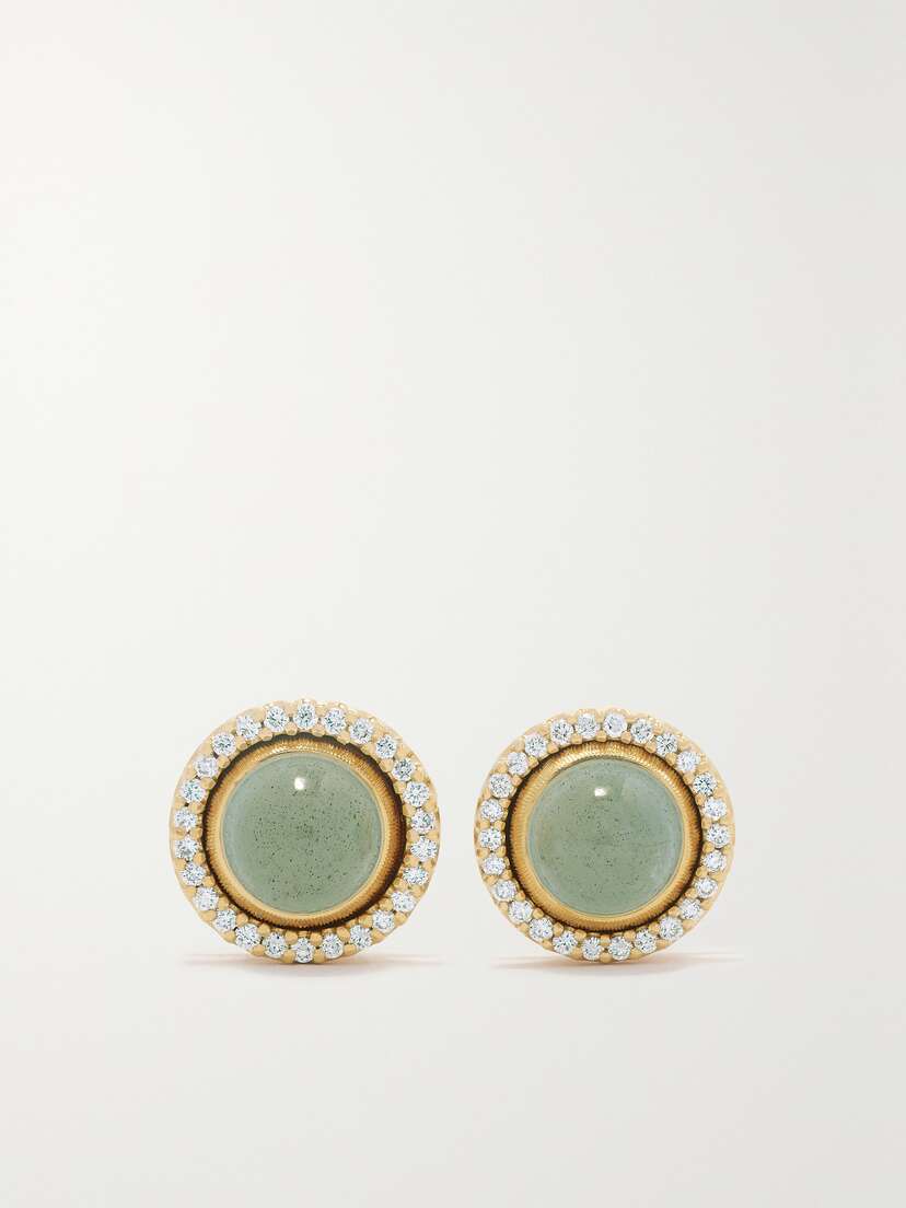 OLE LYNGGAARD COPENHAGEN Lotus 18-karat Gold, Aquamarine And Diamond Earrings