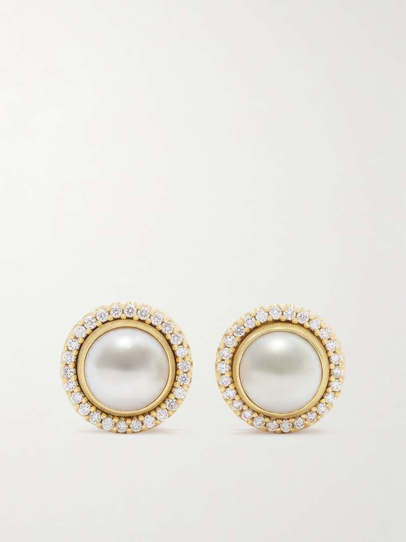 OLE LYNGGAARD COPENHAGEN Lotus 18-karat Gold, Pearl And Diamond Earrings