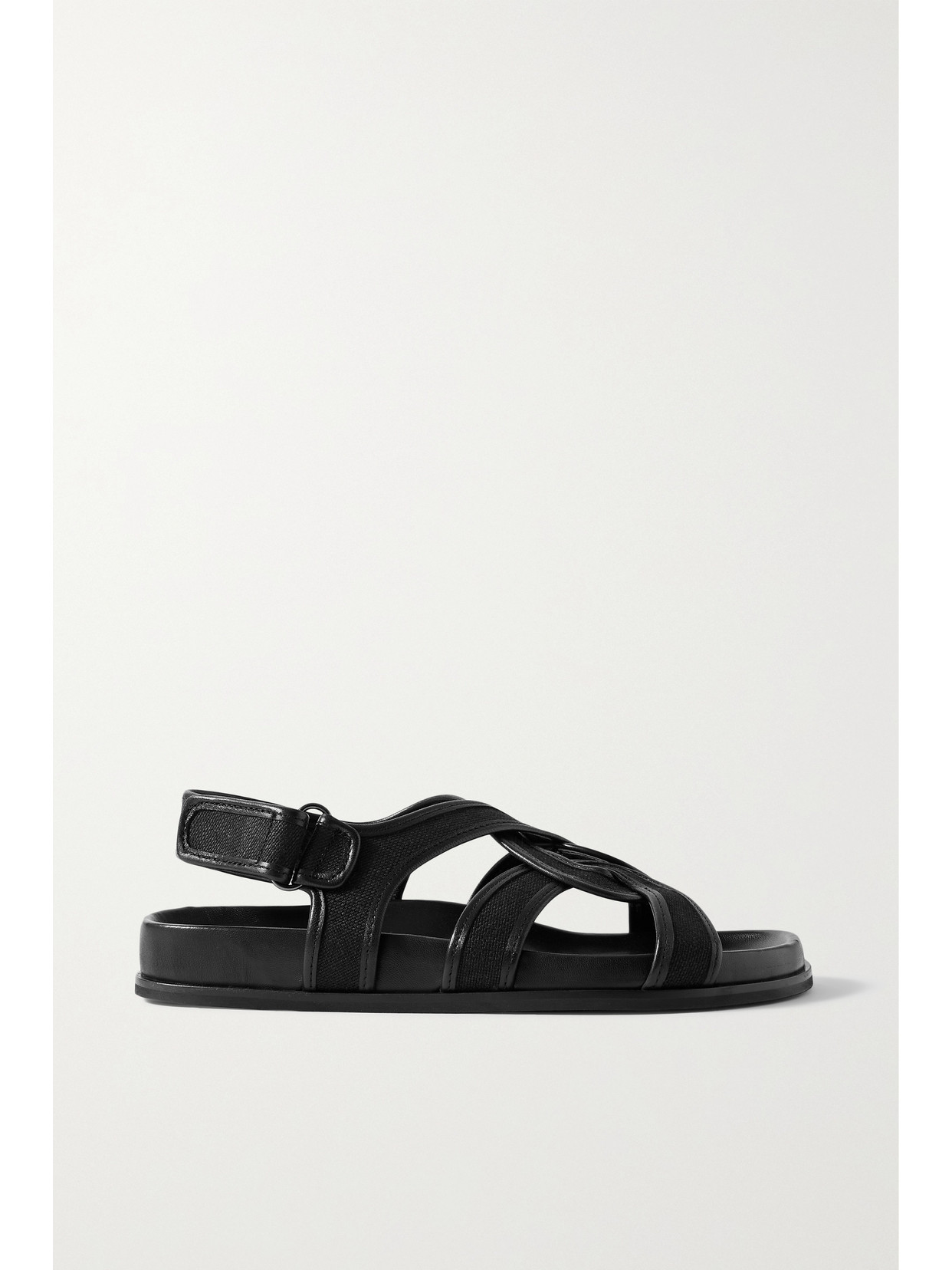 TOTEME - The Chunky Leather-trimmed Canvas Sandals - Black