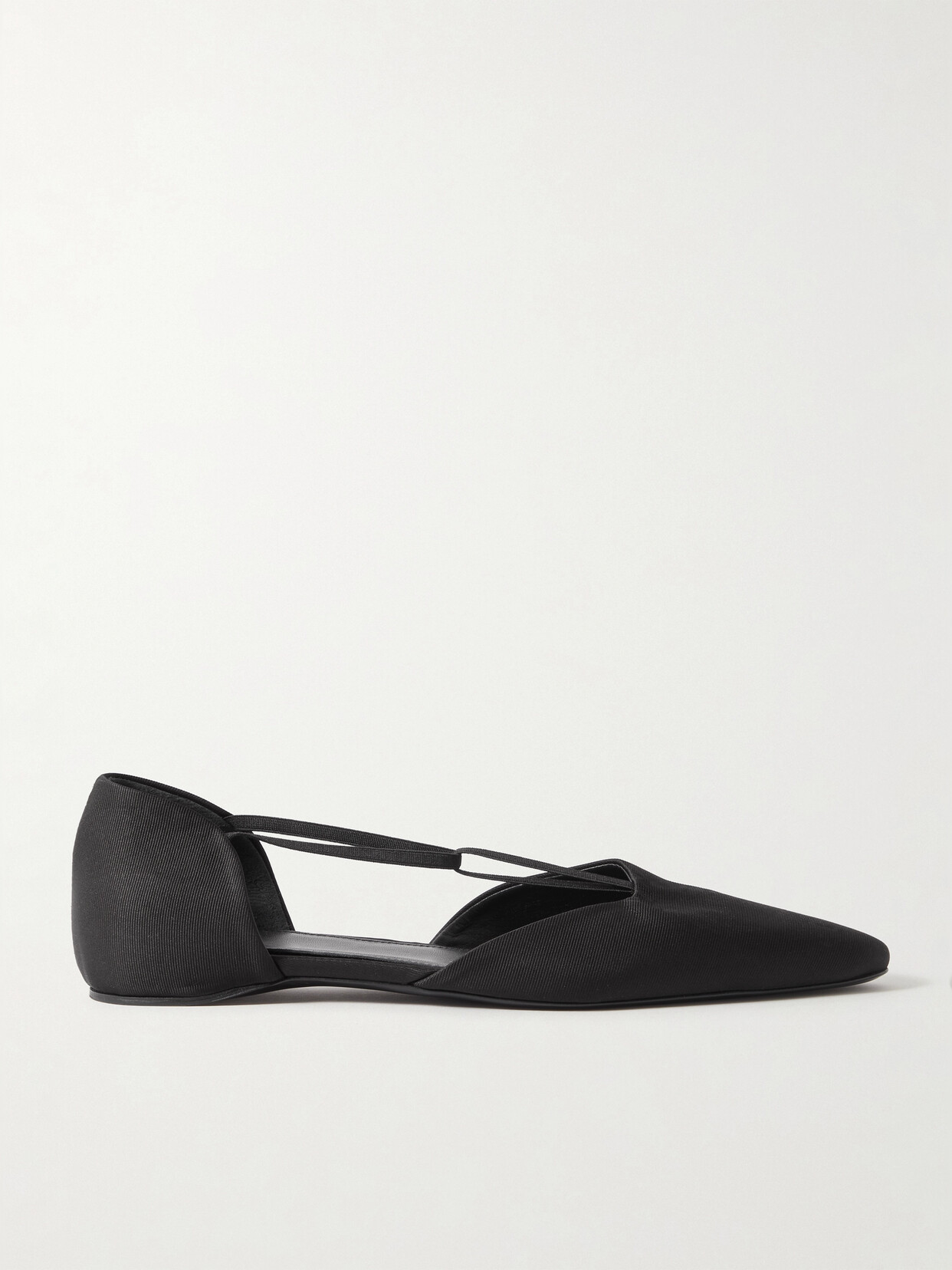 Shop Totême The T-strap Faille Point-toe Flats In Black