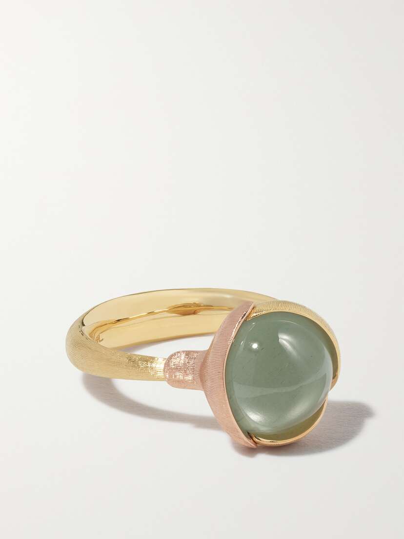 OLE LYNGGAARD COPENHAGEN Lotus 18-karat Yellow And Rose Gold Aquamarine Ring