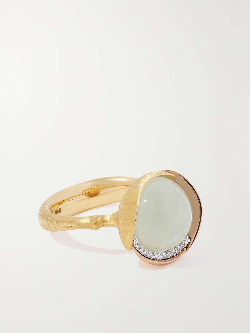 OLE LYNGGAARD COPENHAGEN Lotus 18-karat Yellow And Rose Gold, Aquamarine And Diamond Ring