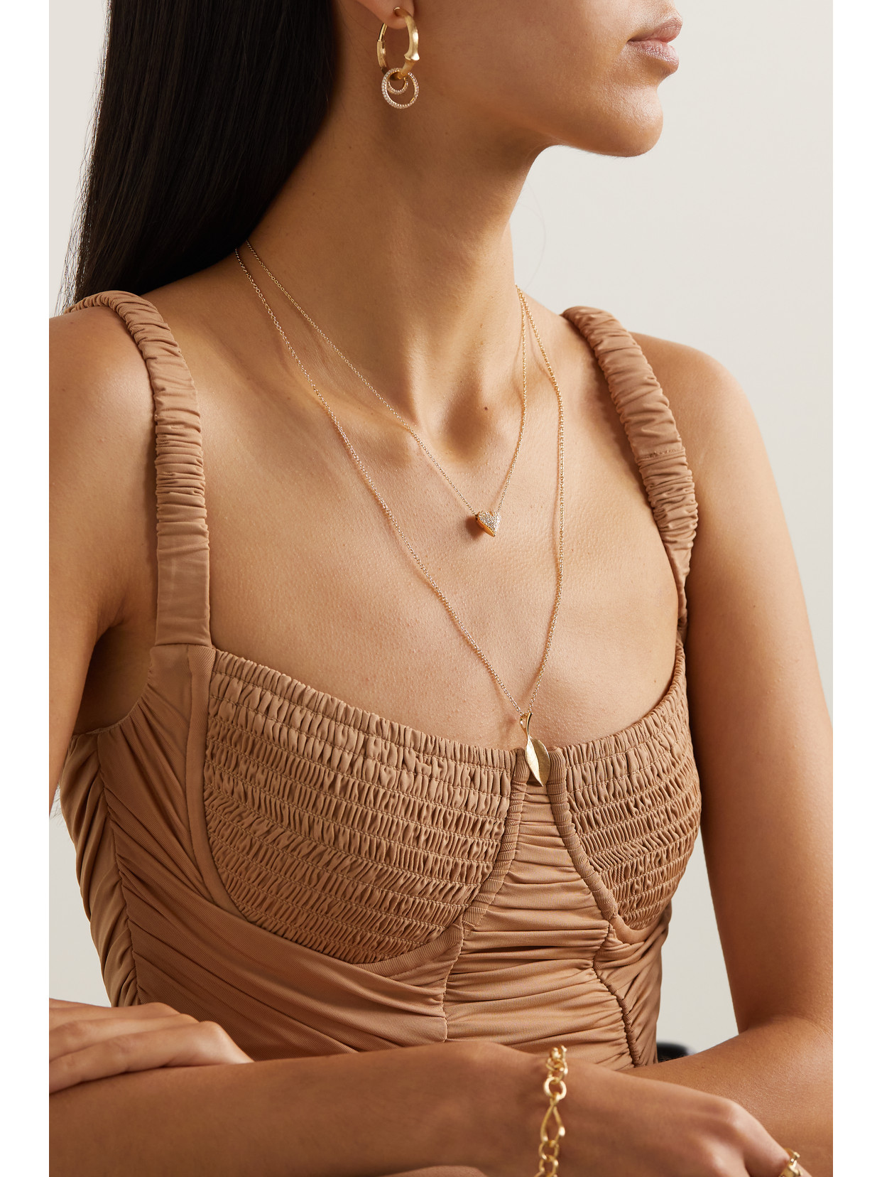 OLE LYNGGAARD COPENHAGEN HEARTS CLASP 18-KARAT GOLD DIAMOND NECKLACE