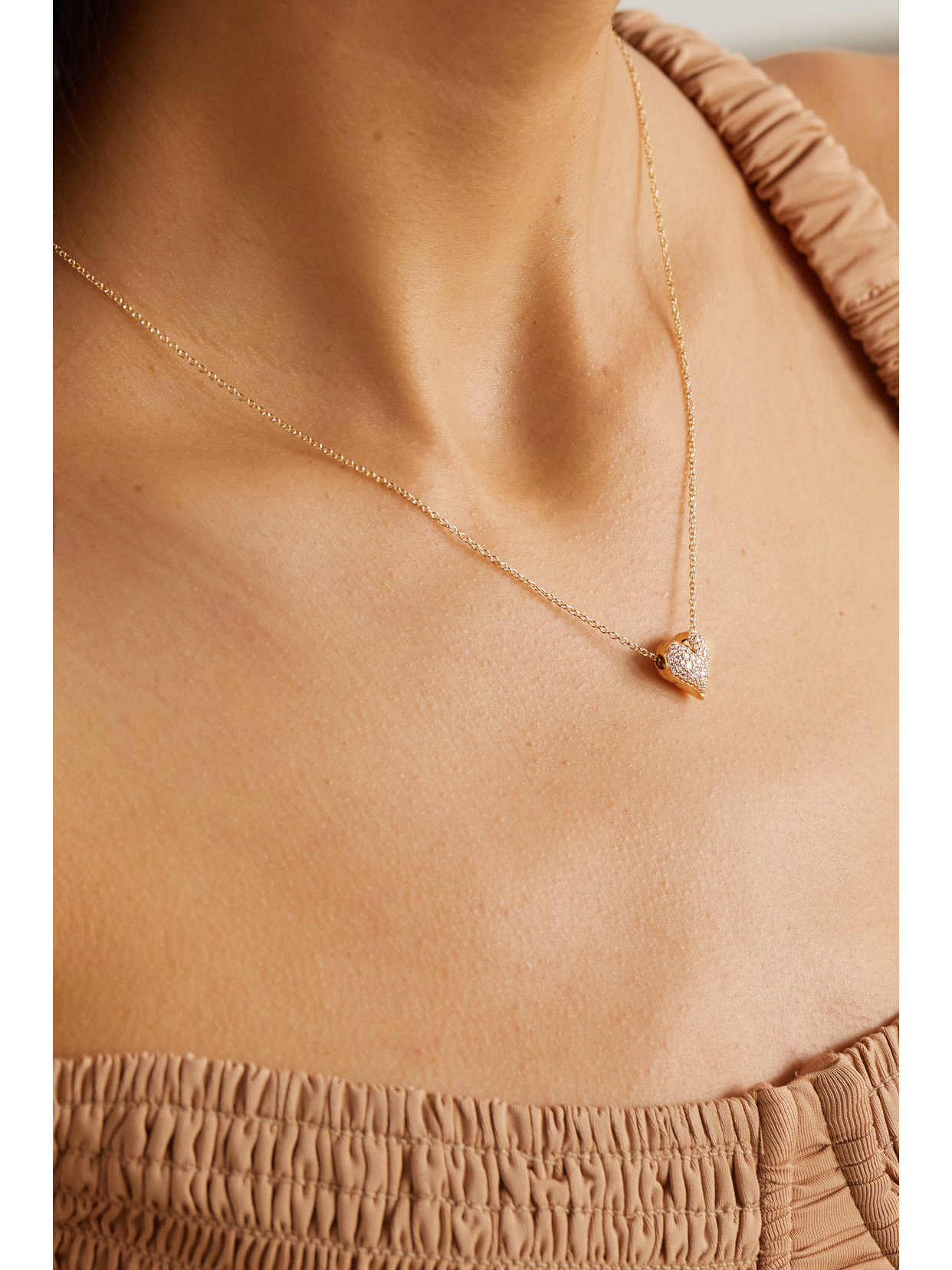 OLE LYNGGAARD COPENHAGEN HEARTS CLASP 18-KARAT GOLD DIAMOND NECKLACE