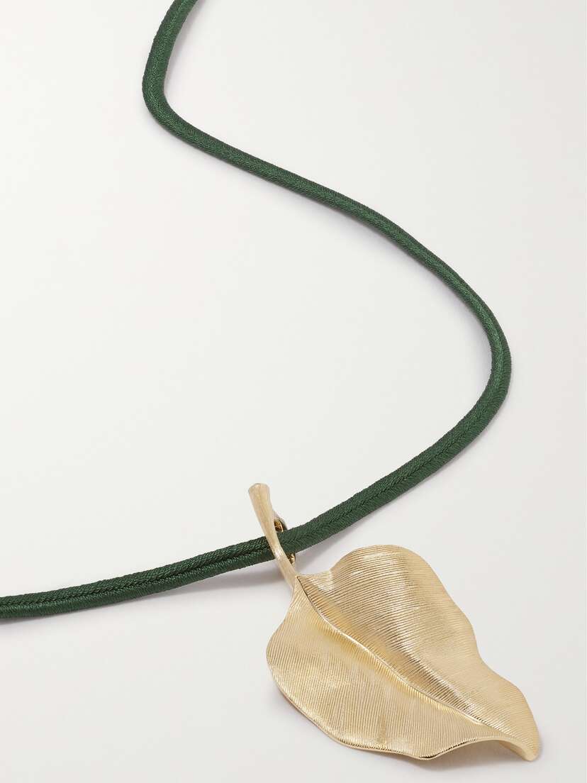 OLE LYNGGAARD COPENHAGEN Leaves 18-karat Gold And Cord Necklace