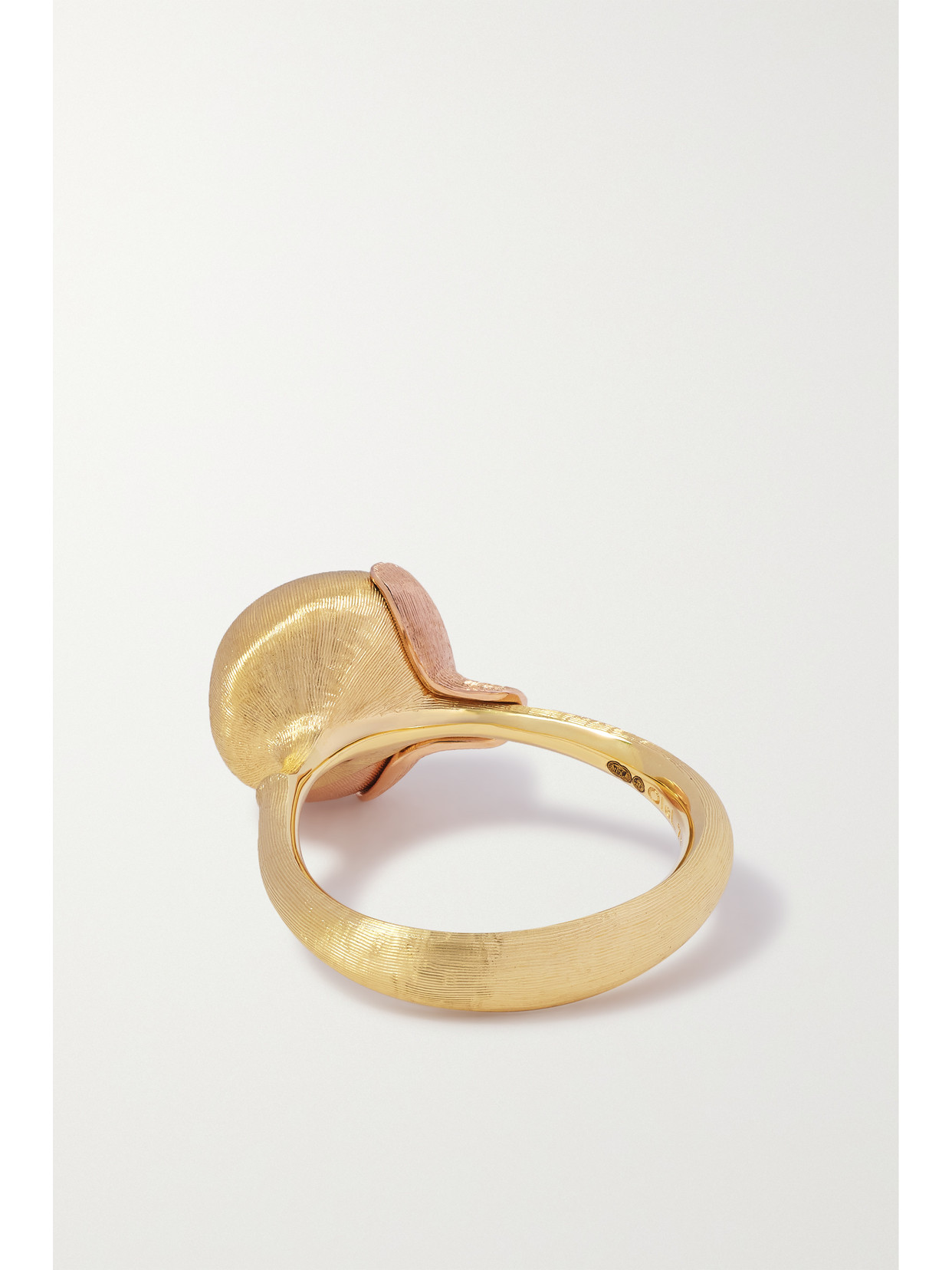 Shop Ole Lynggaard Copenhagen Lotus 18-karat Yellow And Rose Gold Serpentine Ring In Green