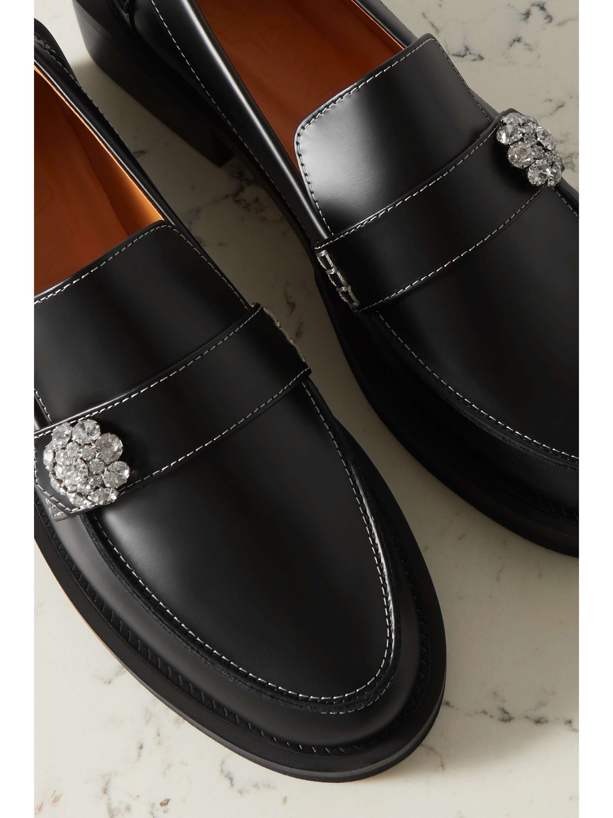 GANNI Embellished leather loafers NETAPORTER