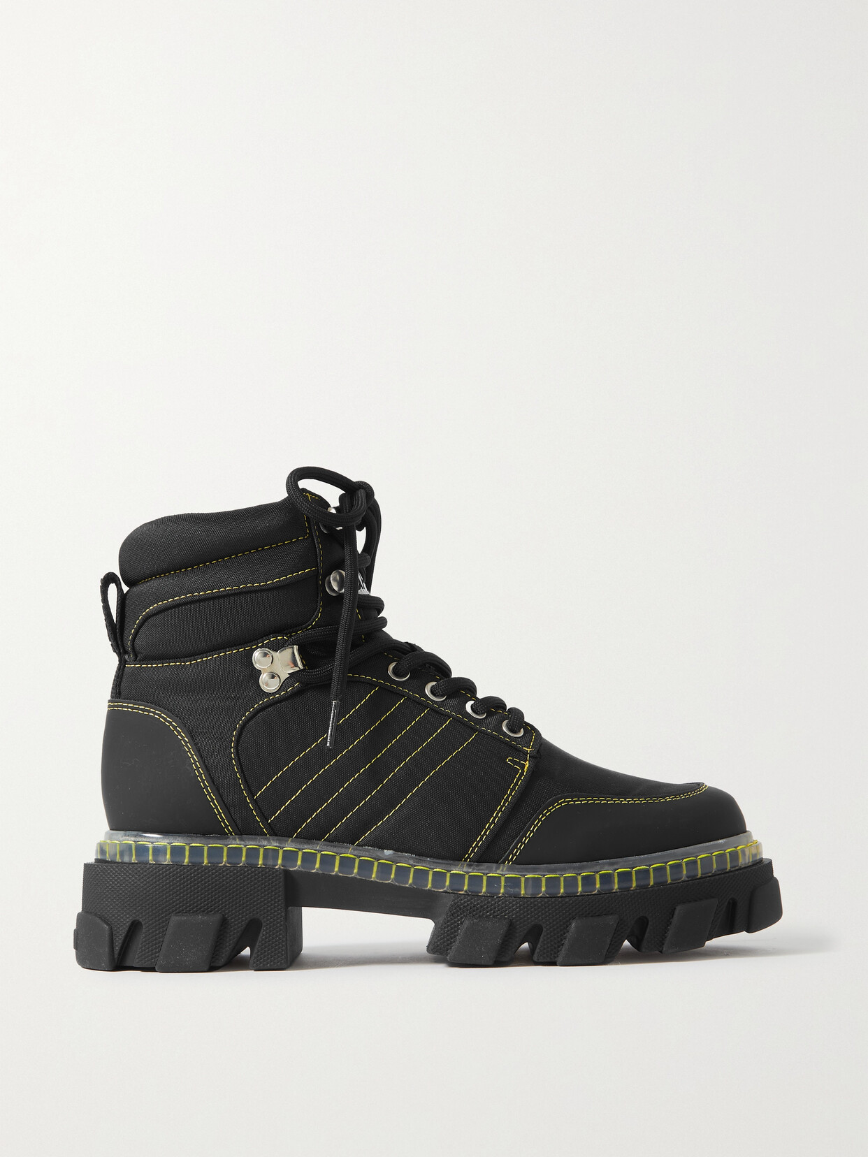 GANNI - Rubber-trimmed Canvas Hiking Boots - Black