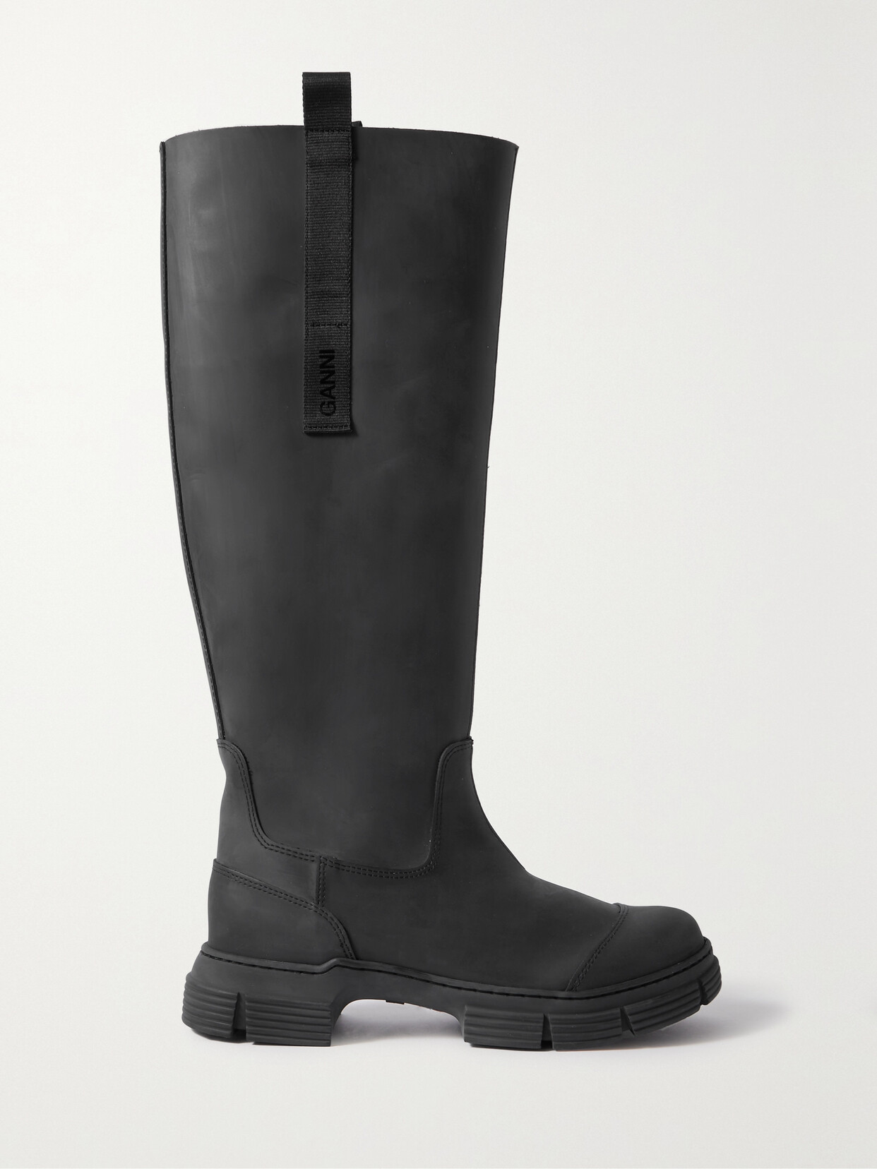 GANNI - Grosgrain-trimmed Recycled-rubber Knee Boots - Black