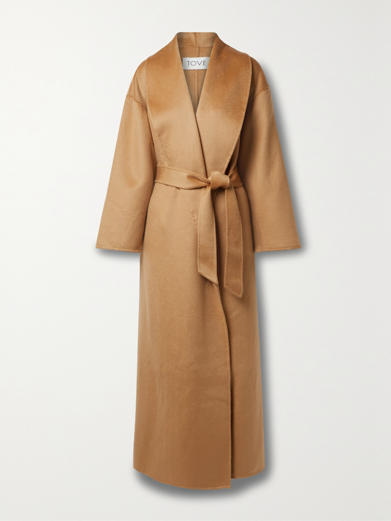 TOVE JORE BELTED HAMMERED WOOL-BLEND FELT COAT