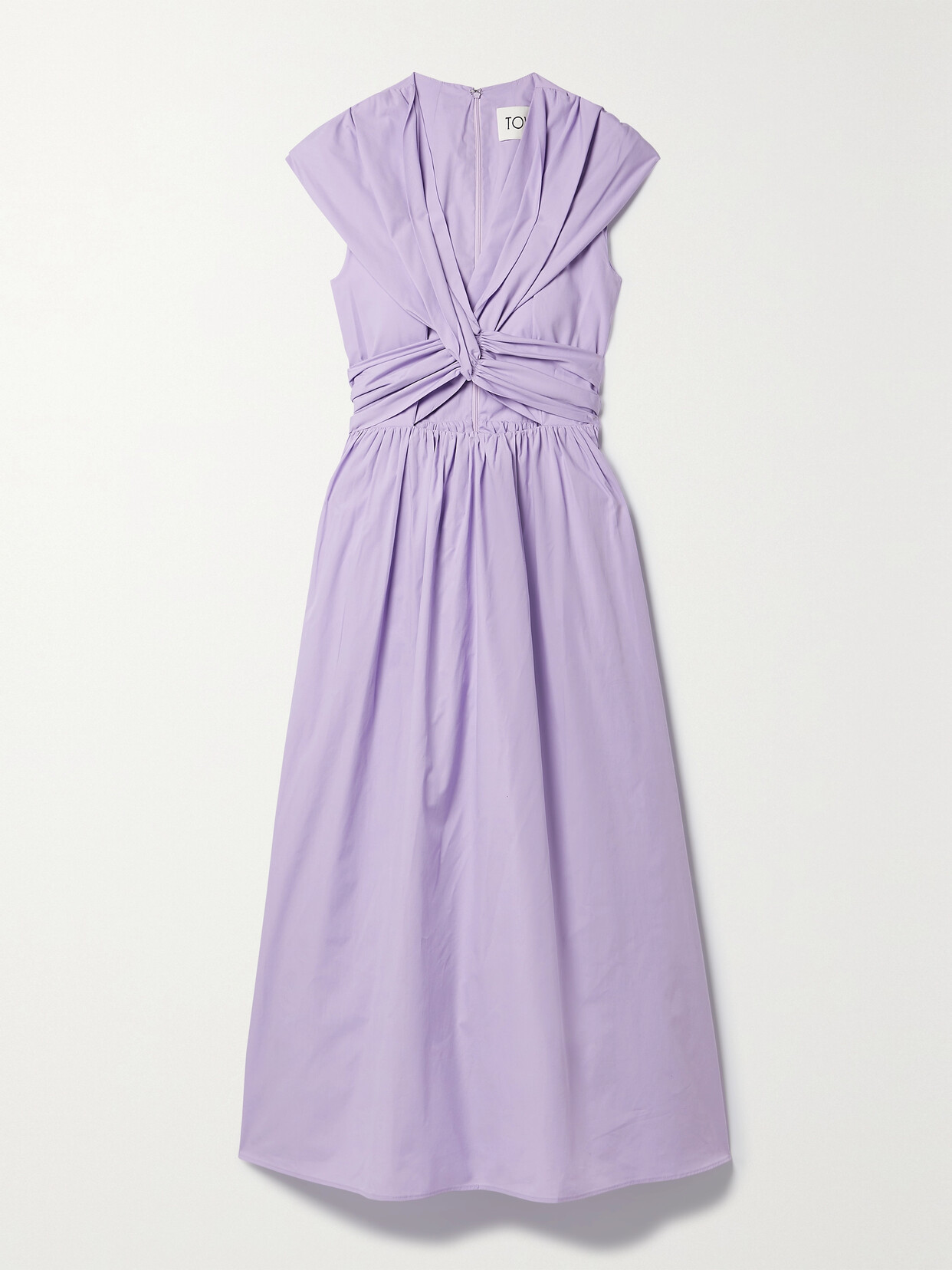 TOVE Carine Twist-front Cutout Organic Cotton-poplin Midi Dress - Purple