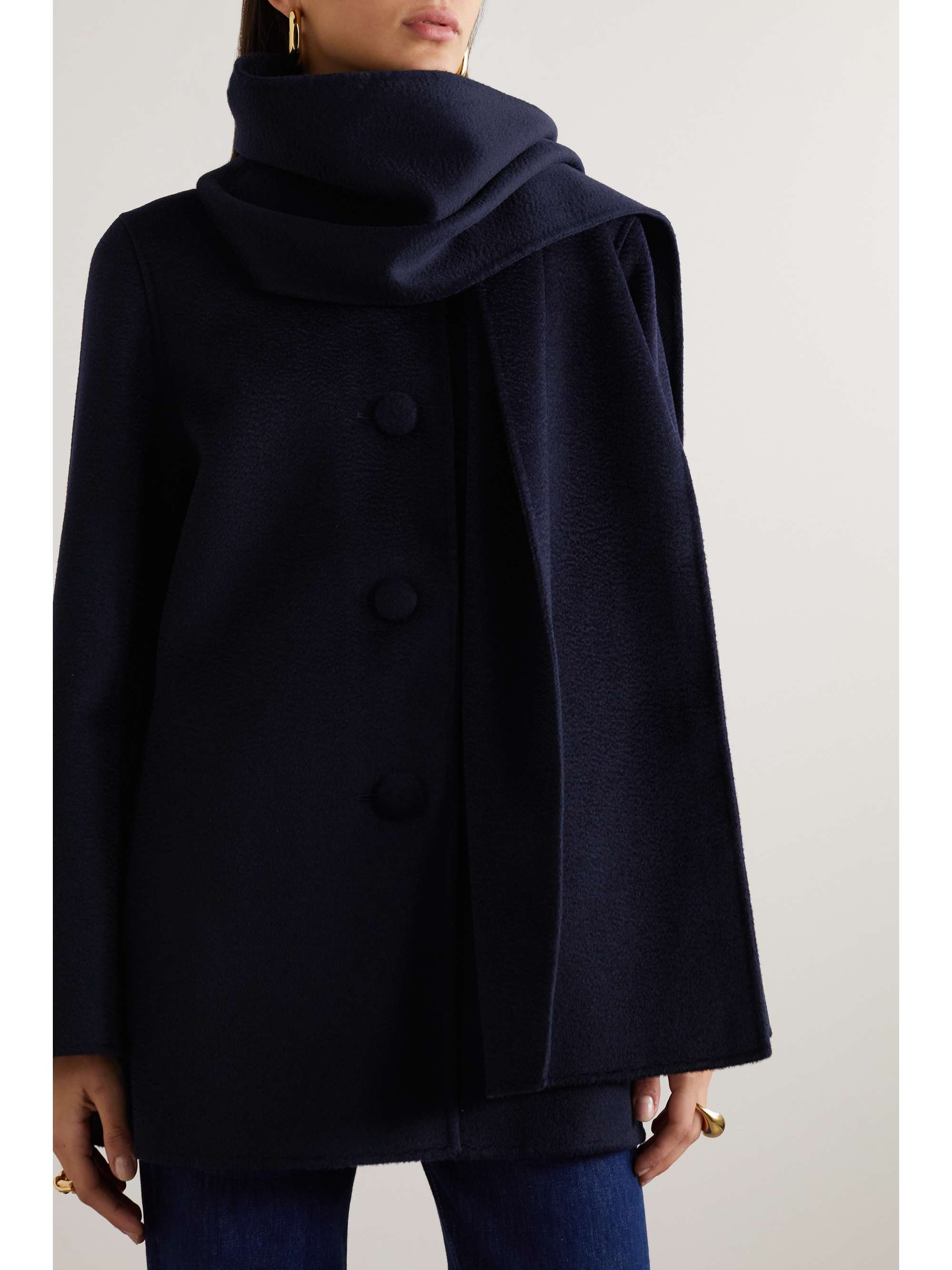 navy wool blend coat