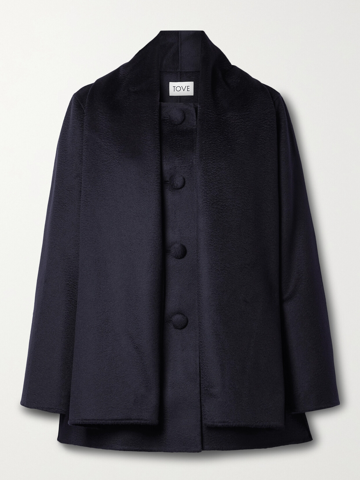 TOVE - Roma Scarf-detailed Wool-blend Coat - Navy 22 Awaiting product image
