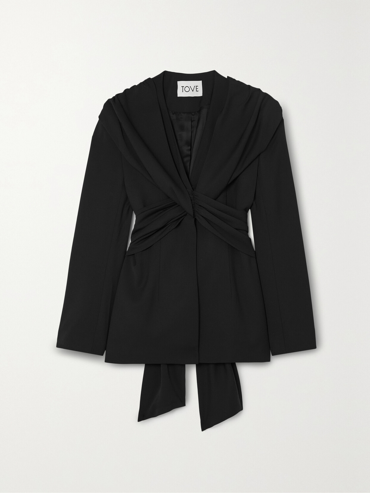 TOVE Rhea Tie-detailed Stretch-crepe Jacket - Black