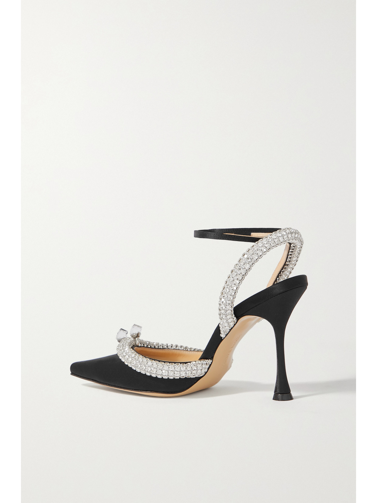 Mach&mach Georgia Crystal-embellished Satin Pumps In Black
