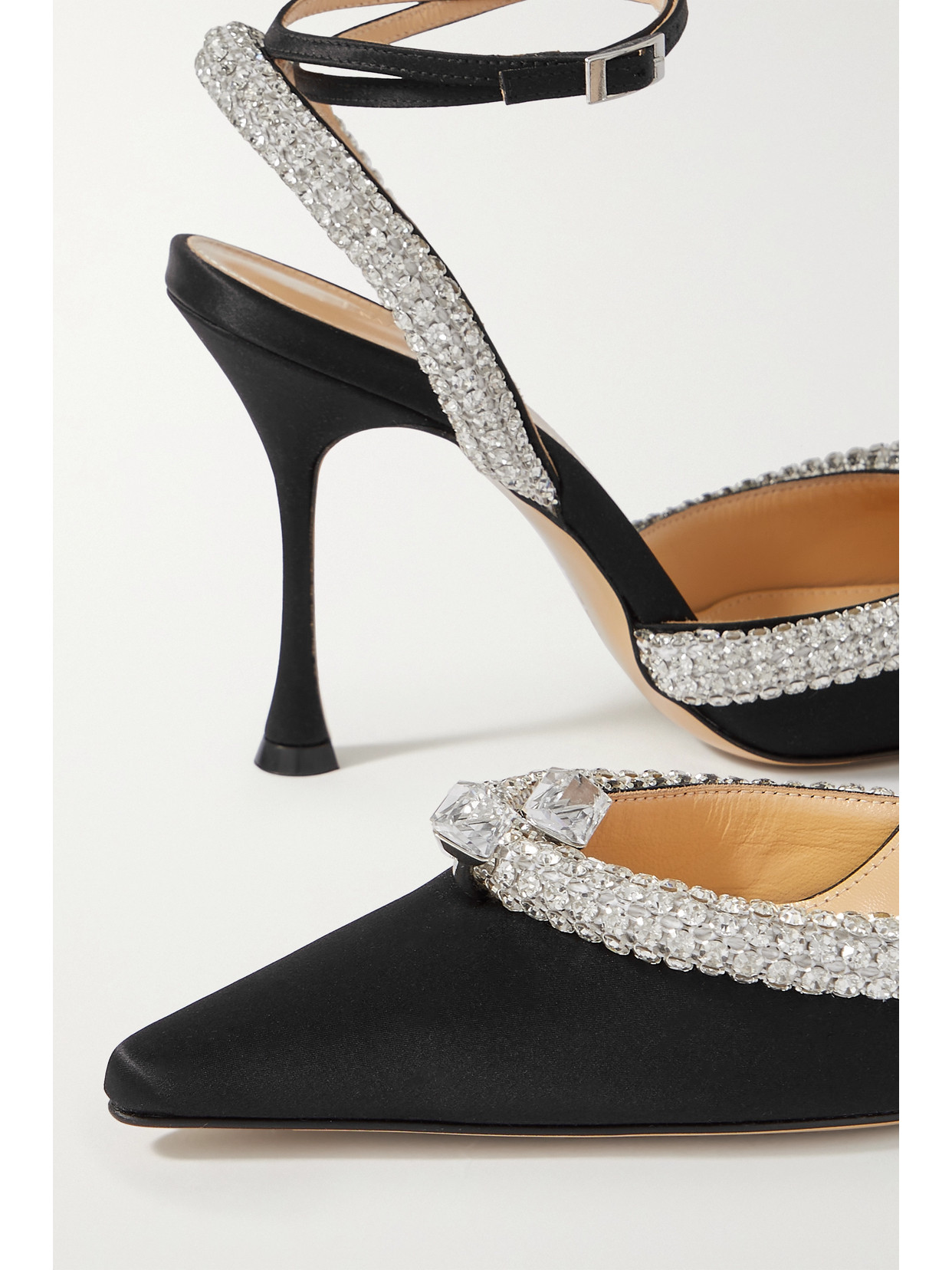 Mach&mach Georgia Crystal-embellished Satin Pumps In Black