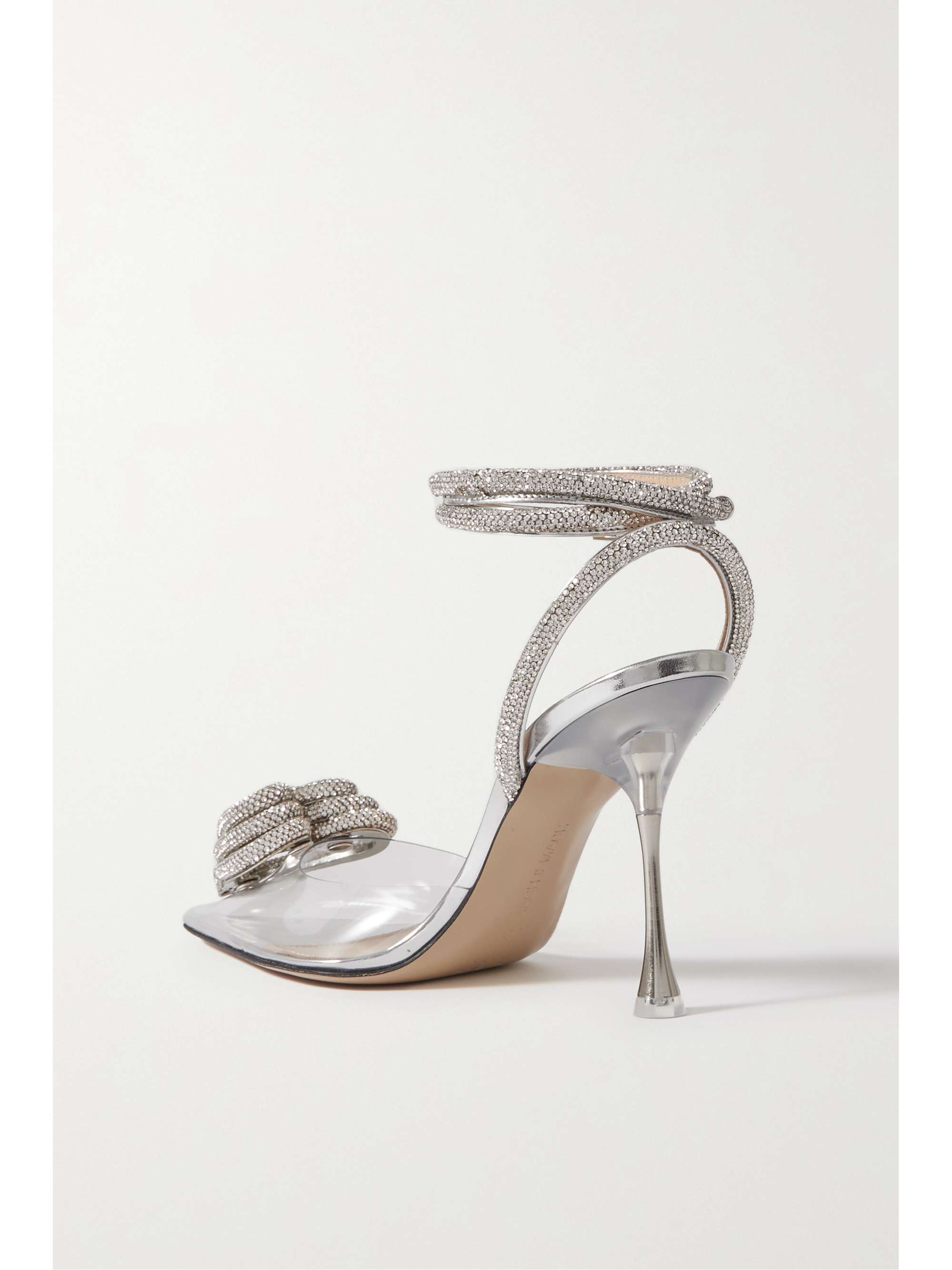 MACH & MACH Triple Heart crystal-embellished PVC and metallic leather pumps