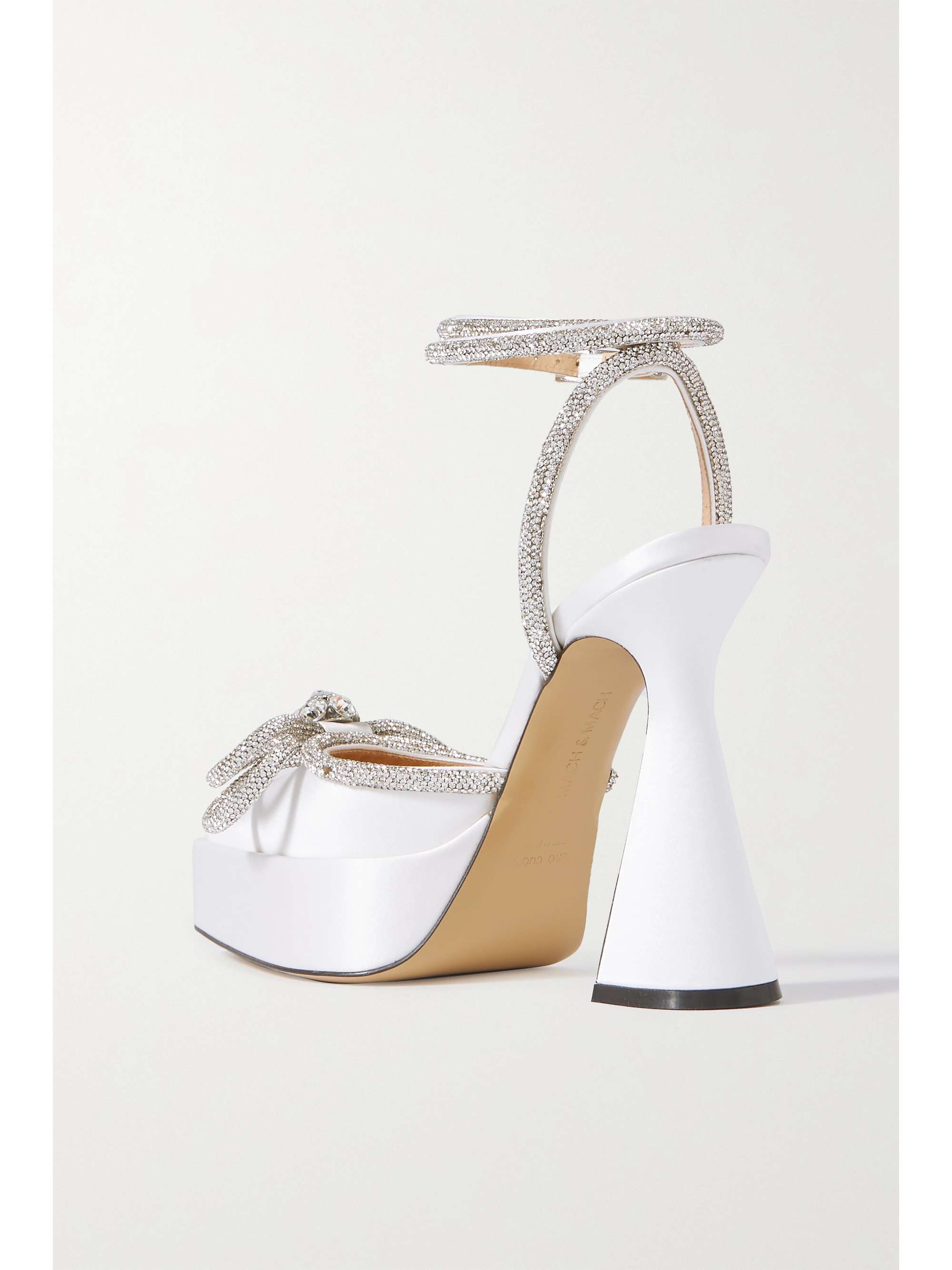 MACH & MACH Double Bow crystal-embellished satin platform pumps
