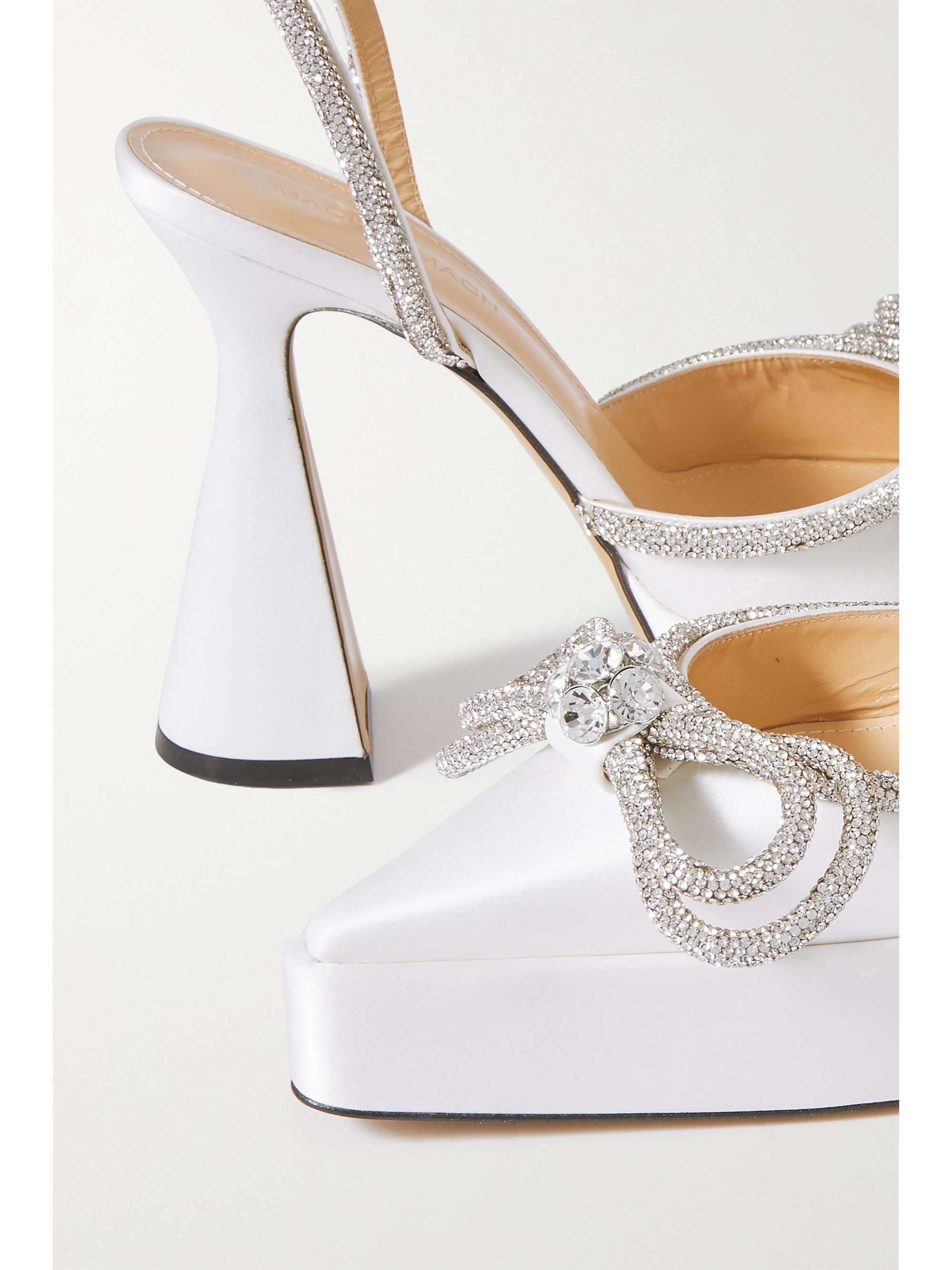 MACH & MACH Double Bow crystal-embellished satin platform pumps