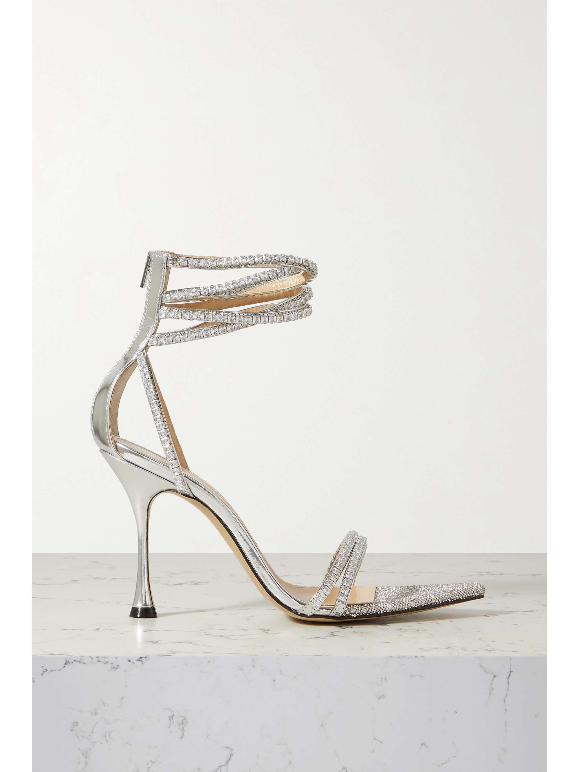Metallic leather sandal with best sale crystals