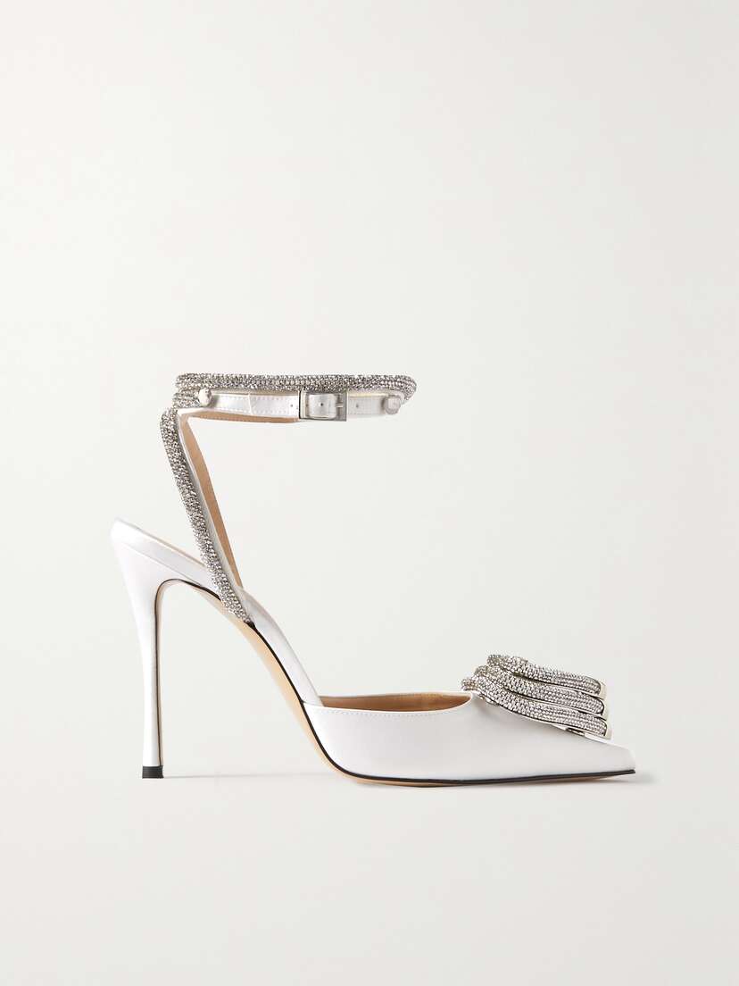 Mach & Mach Triple Heart Crystal-embellished Satin Pumps