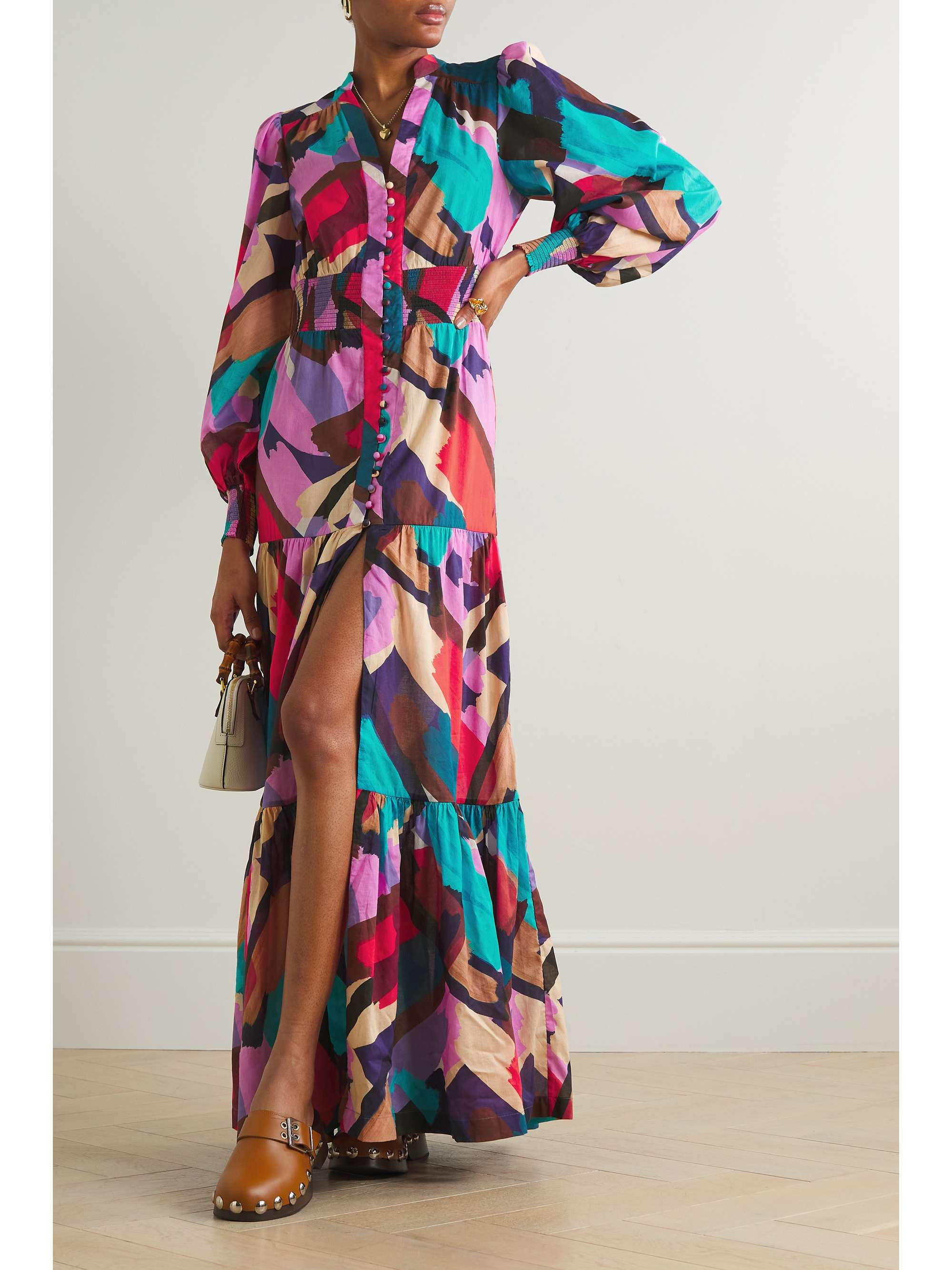 REBECCA VALLANCE Malaga tiered printed cotton maxi dress