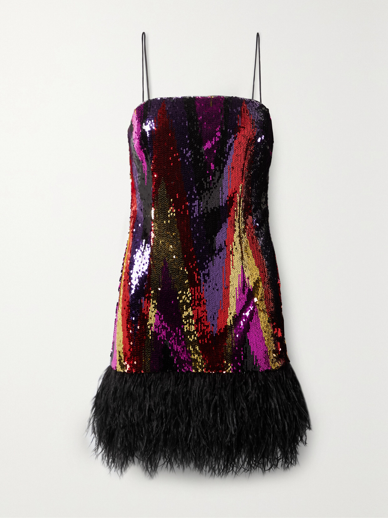Rebecca Vallance Kaia Feather-trimmed Sequined Tulle Mini Dress