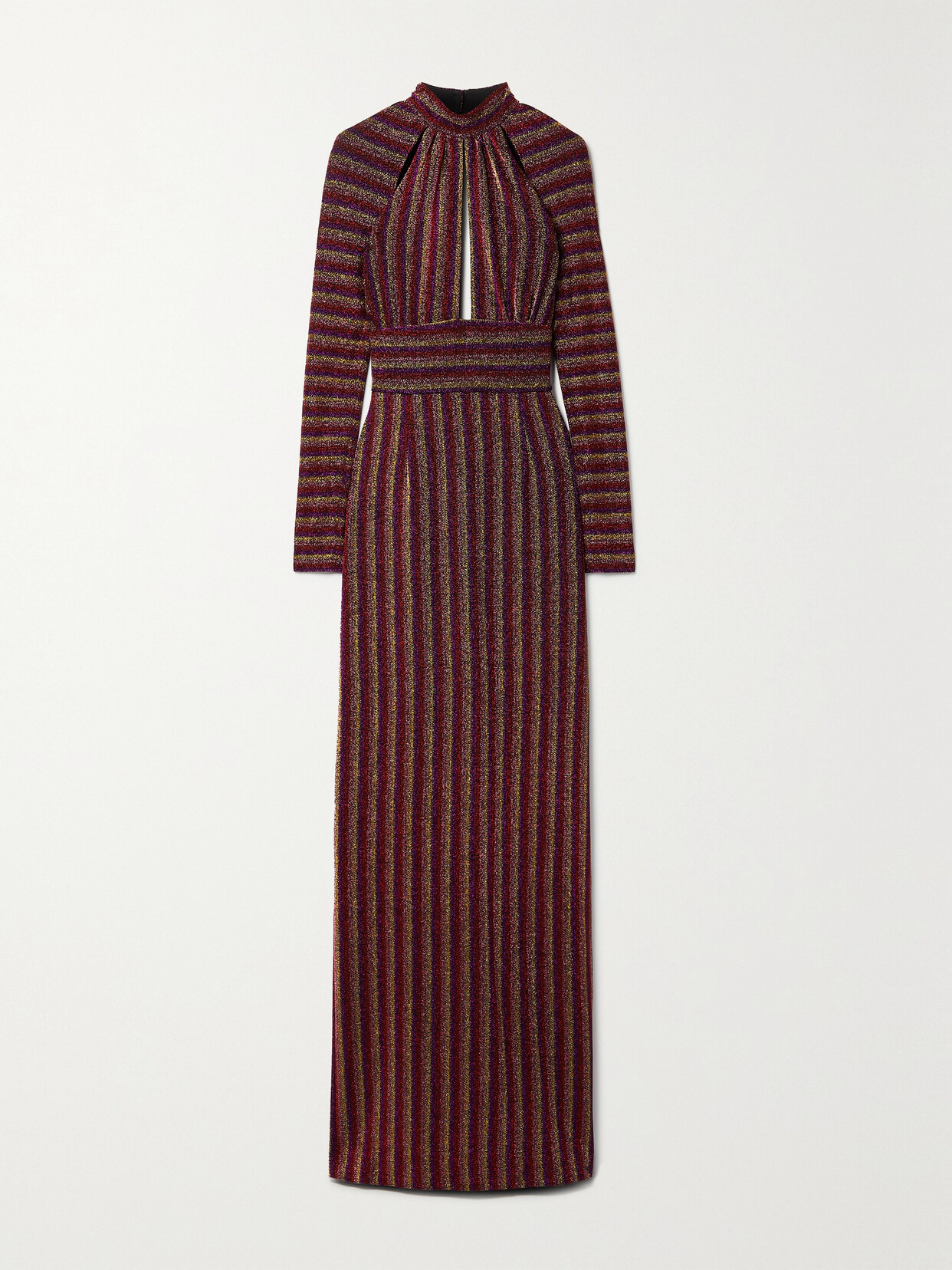 Rebecca Vallance Aisha Cutout Striped Lurex Gown