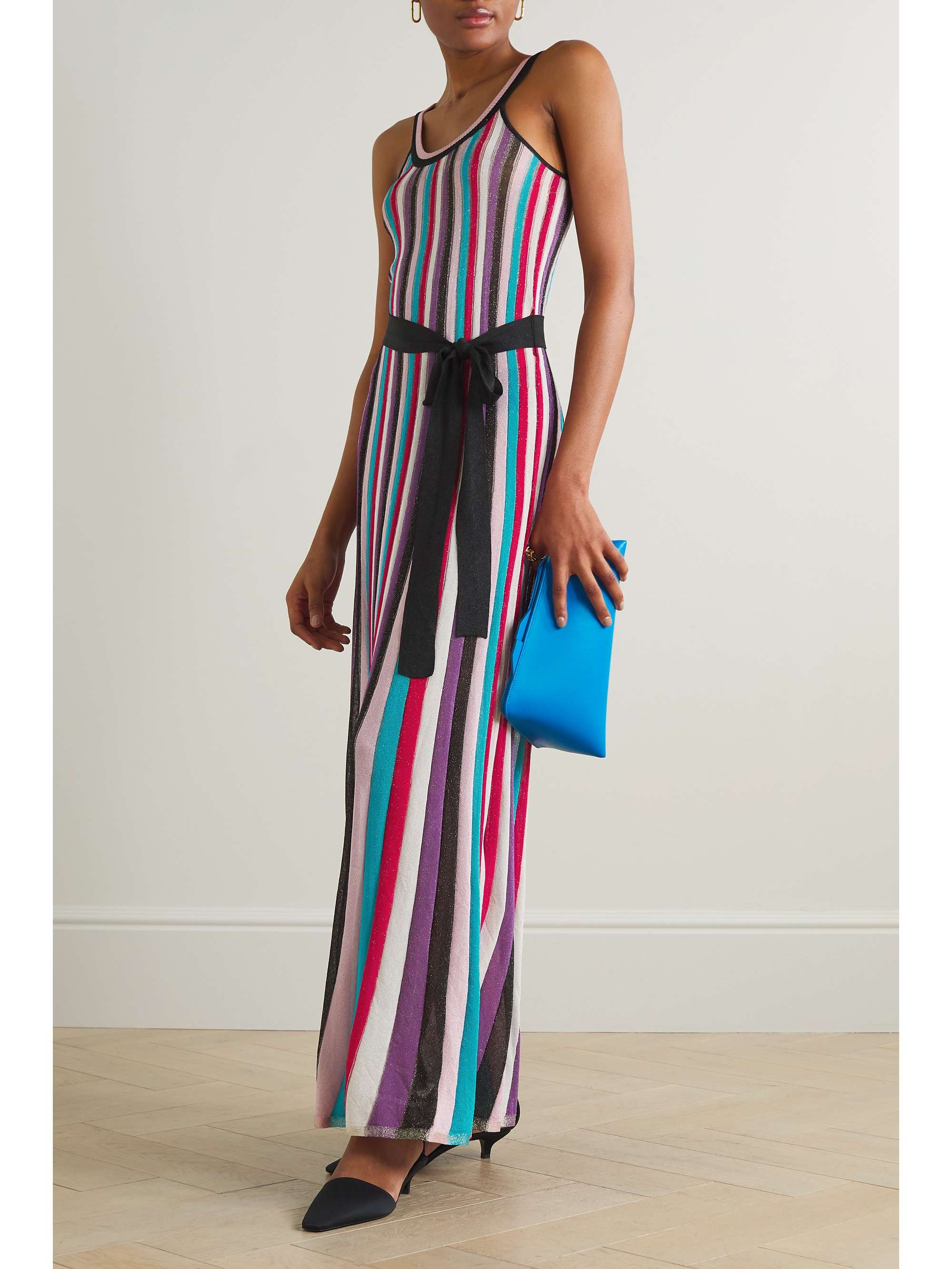 REBECCA VALLANCE Malaga metallic striped knitted maxi dress | NET-A-PORTER