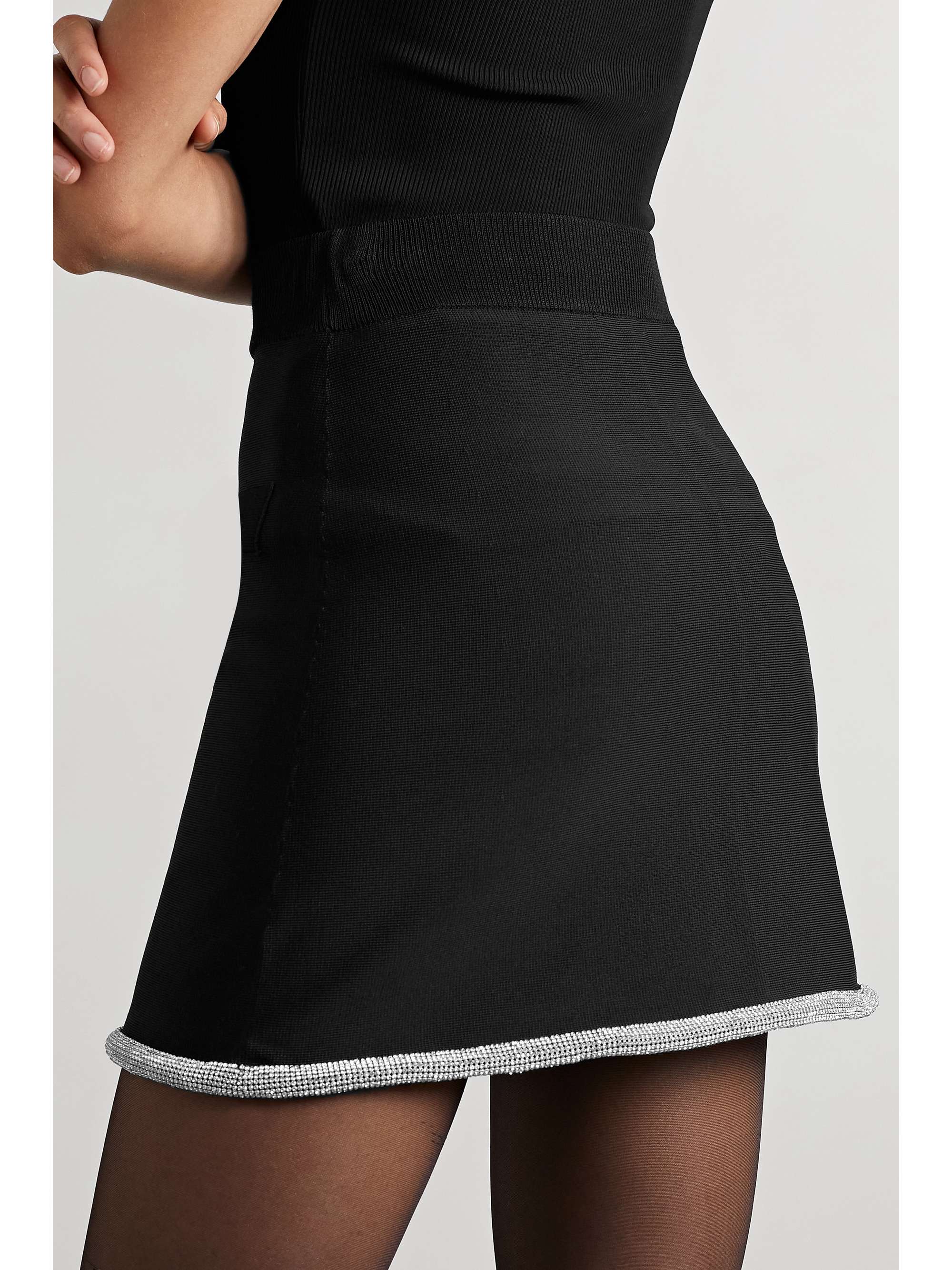 REBECCA VALLANCE Raine crystal-embellished knitted mini skirt