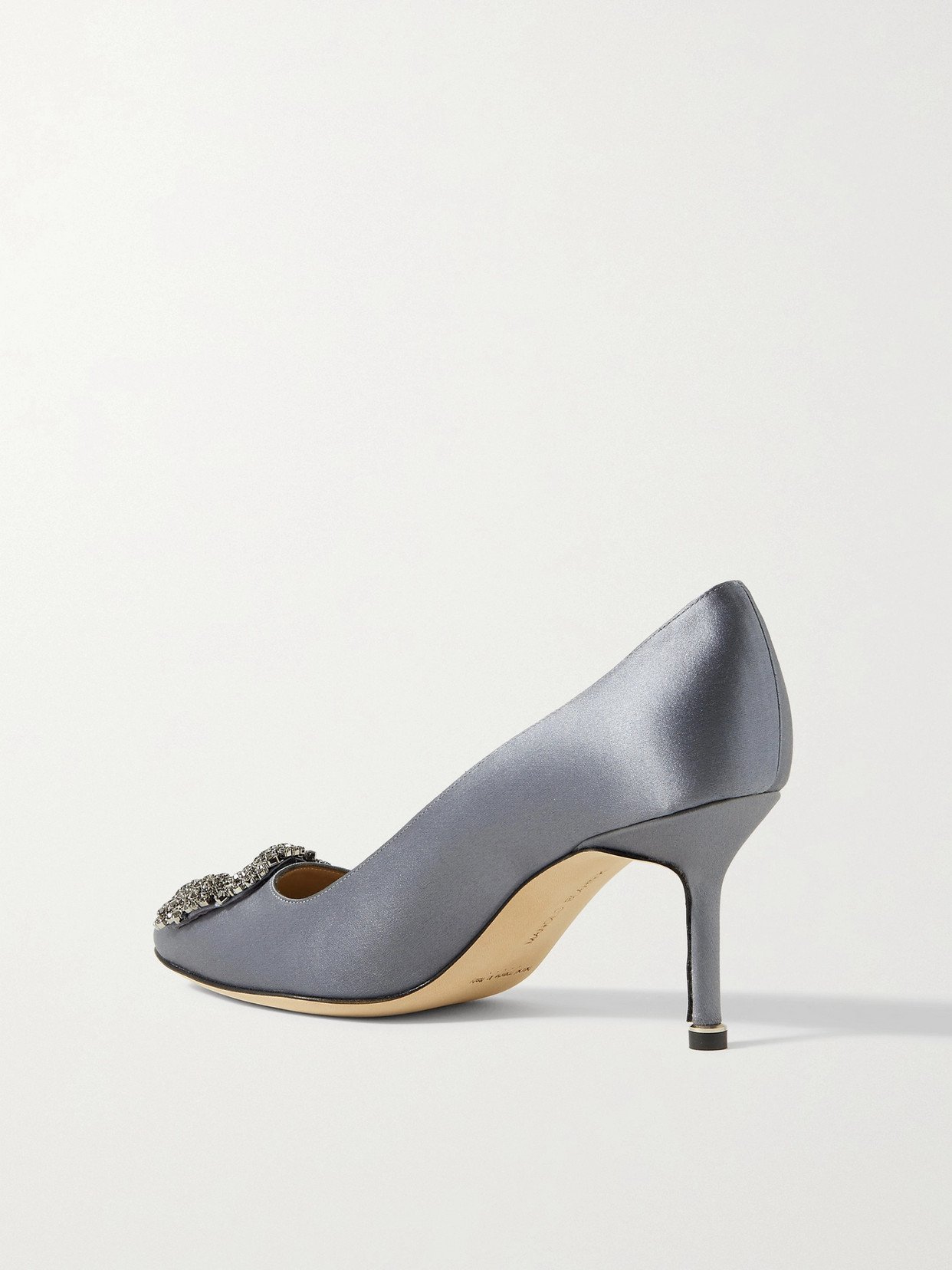 Manolo Blahnik Crystal Buckle Embellished High Heels In Blue