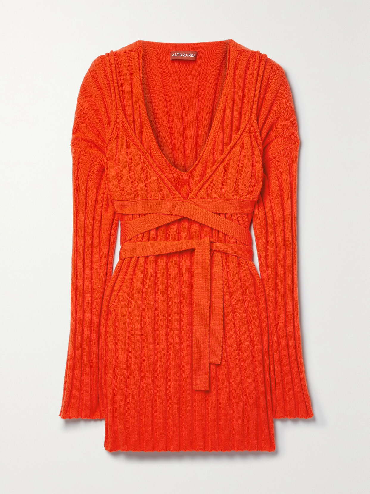 Altuzarra - Boyes Layered Ribbed Cashmere And Cotton-blend Sweater - Orange