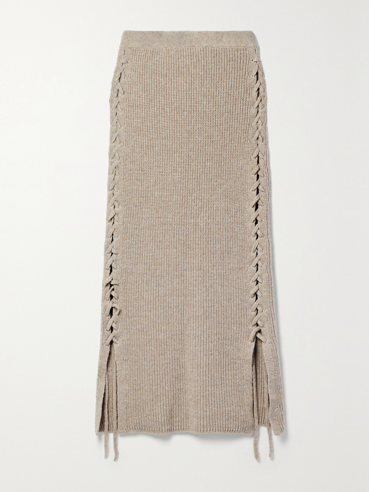 Altuzarra - Milton Lace-up Ribbed Merino Wool-blend Knit Maxi Skirt - Neutrals