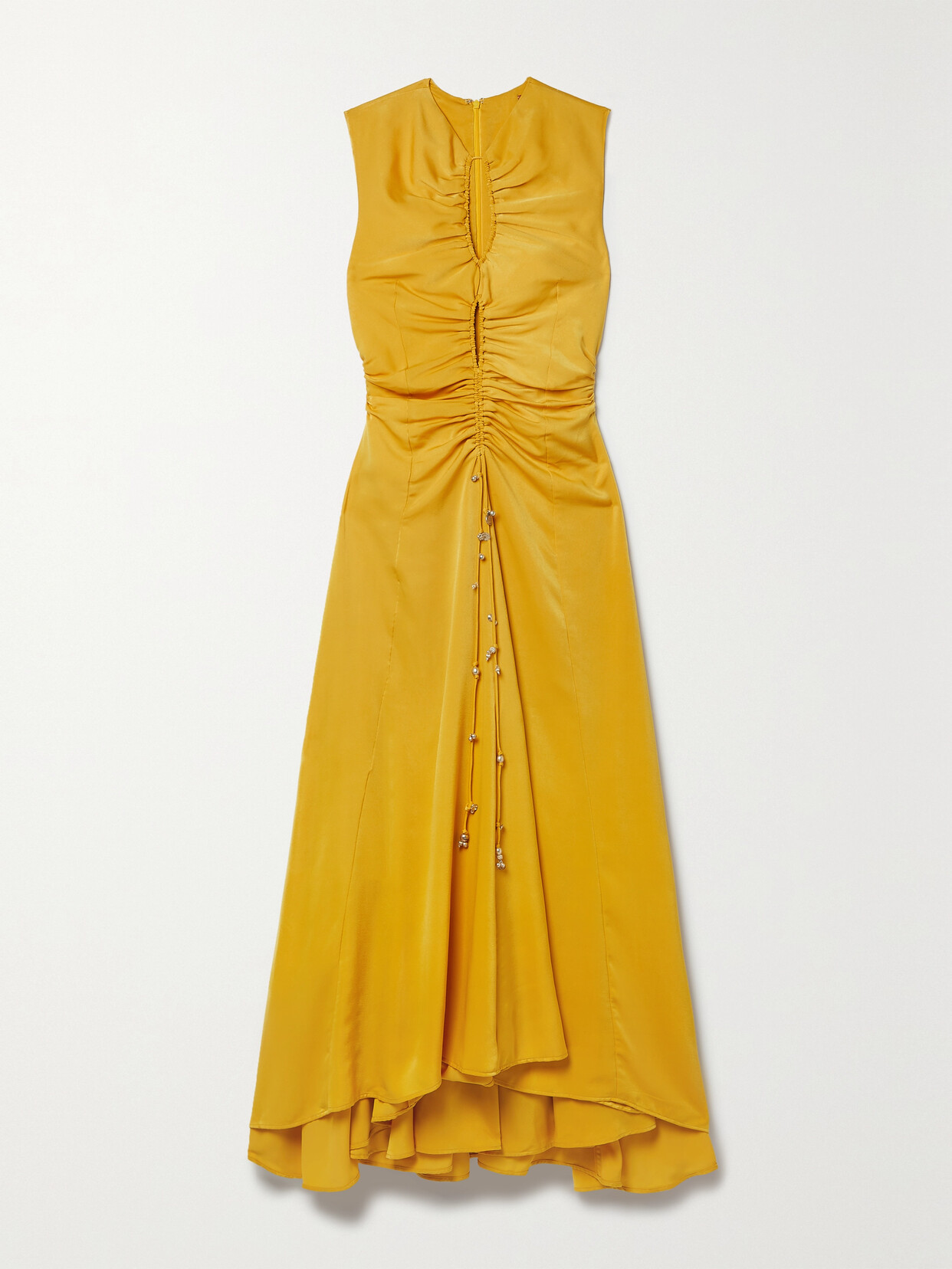 Altuzarra - Kaya Asymmetric Ruched Cutout Satin-crepe Dress - Yellow