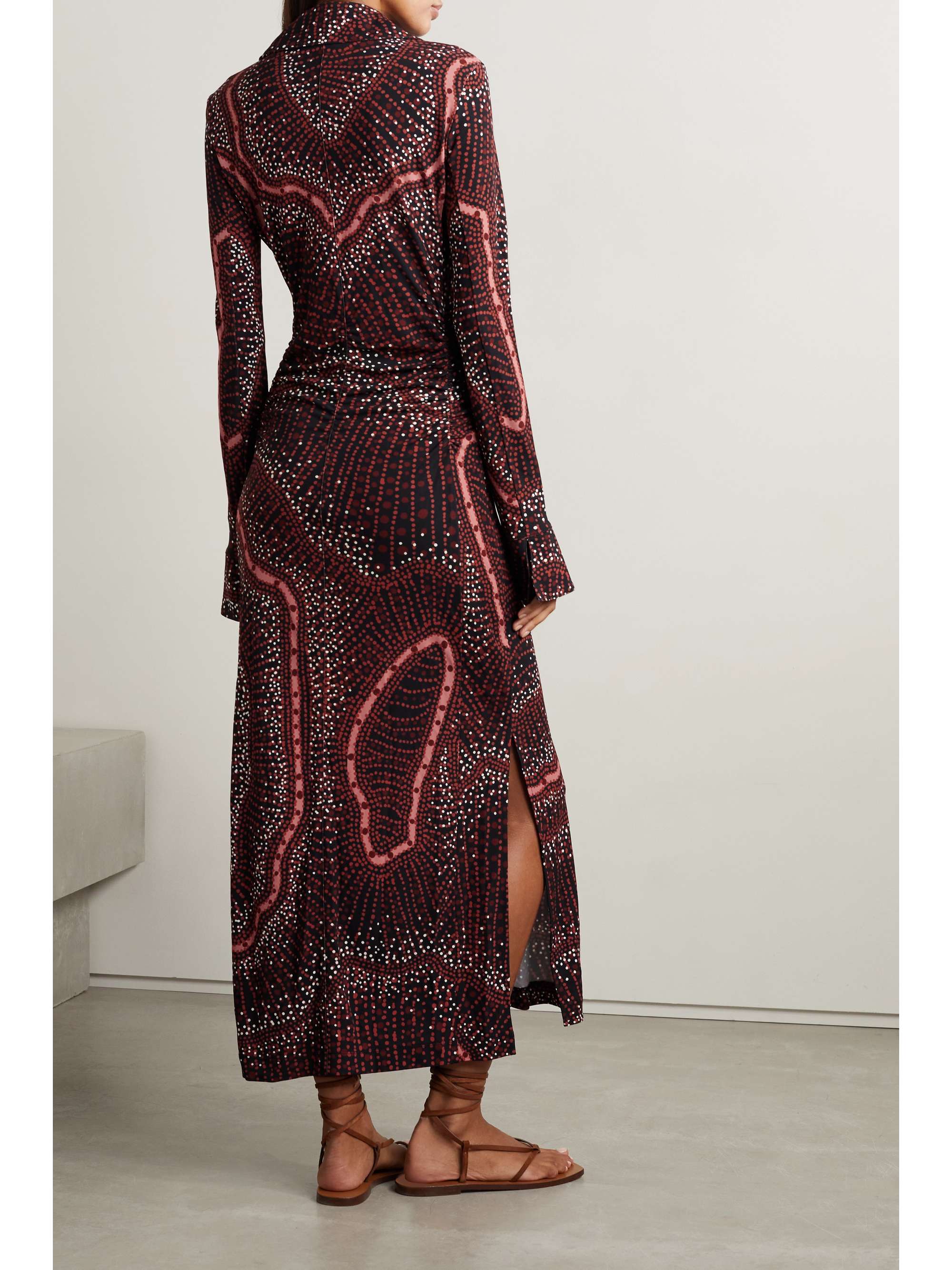 ALTUZARRA Claudia ruched printed stretch-jersey midi shirt dress | NET ...