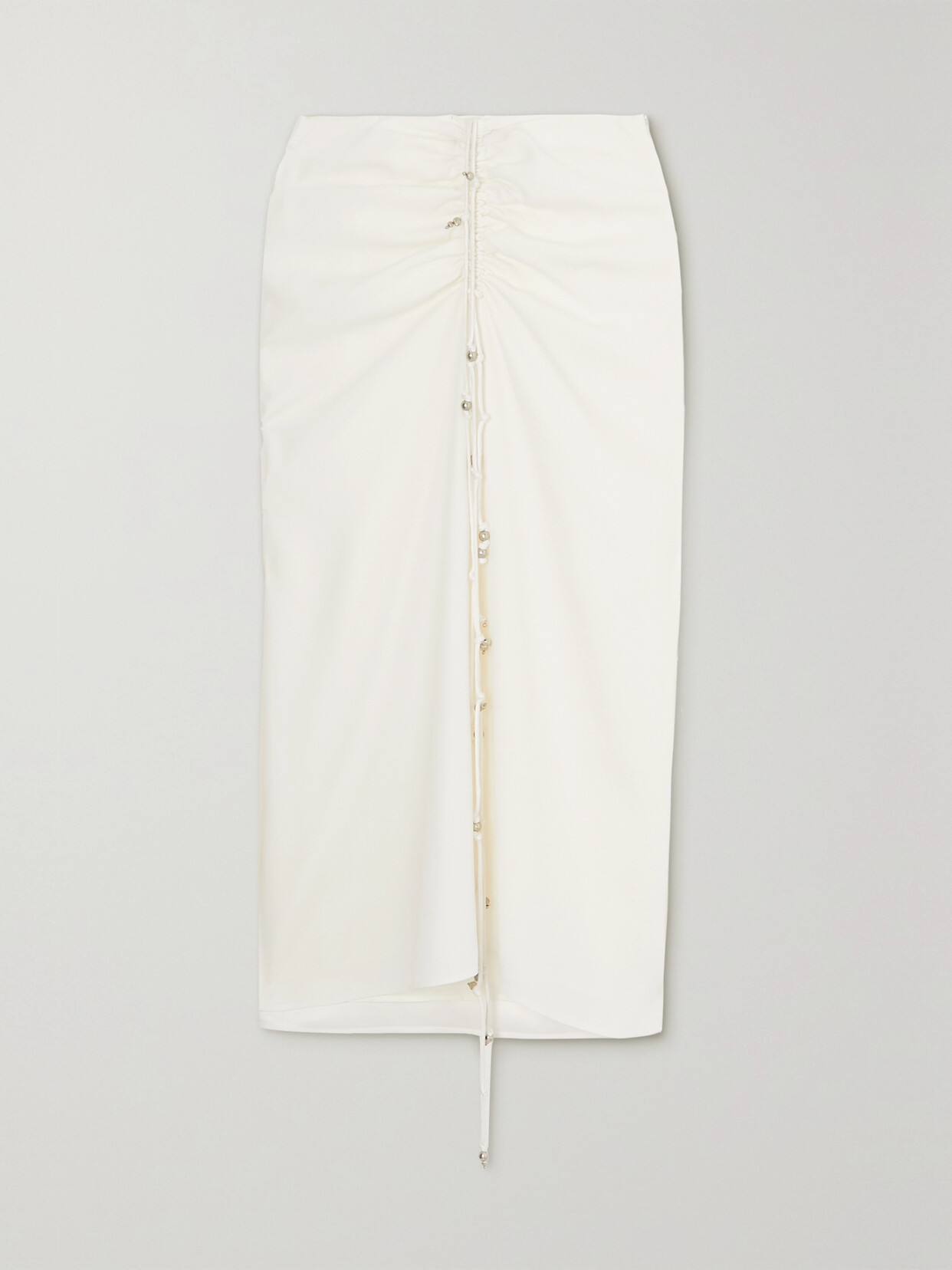 Altuzarra - Safia Embellished Ruched Silk-blend Crepe Midi Skirt - White