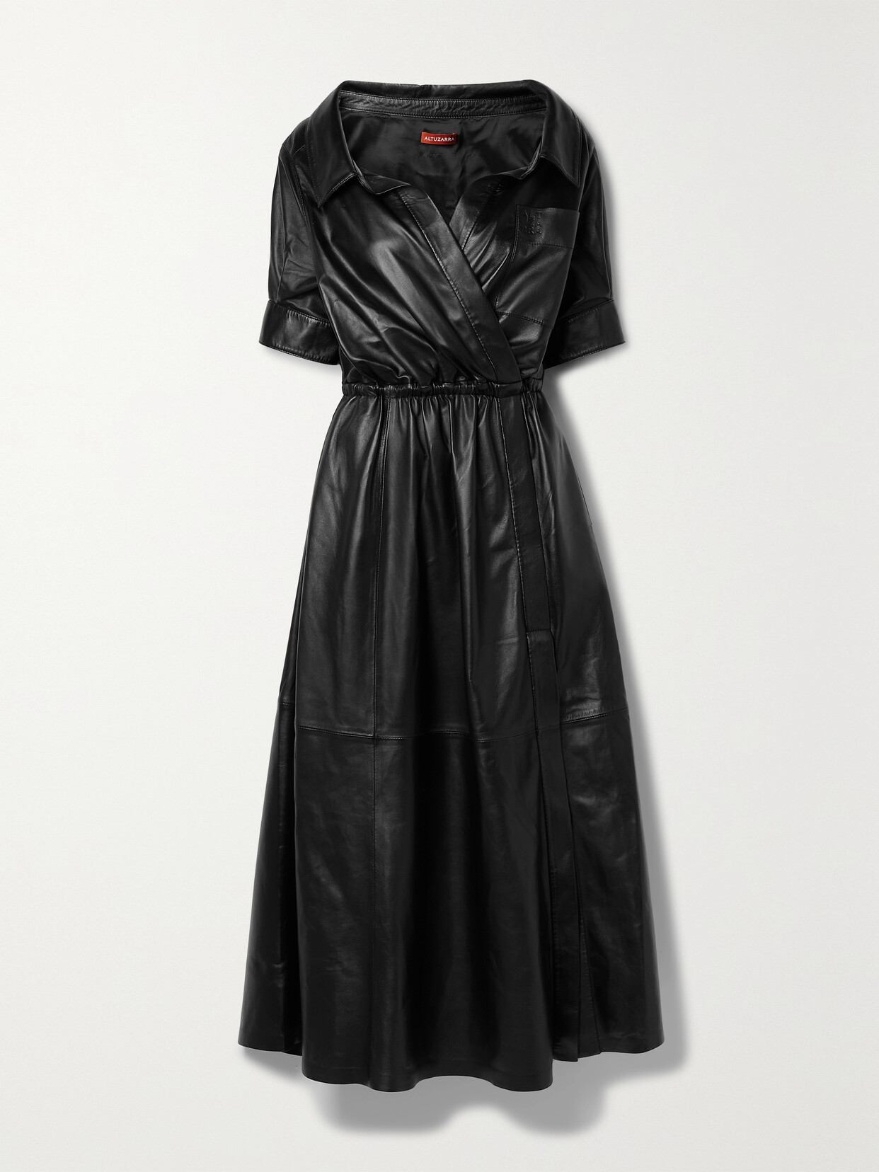 Altuzarra - Lydia Wrap-effect Gathered Leather Dress - Black