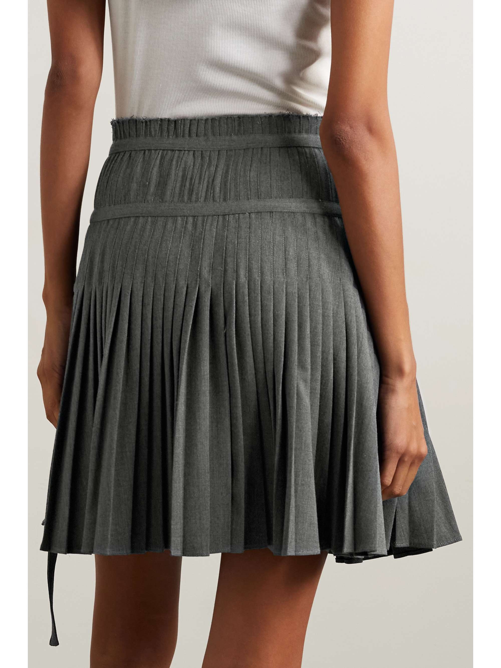 ALTUZARRA Haki pleated linen-blend twill mini wrap skirt