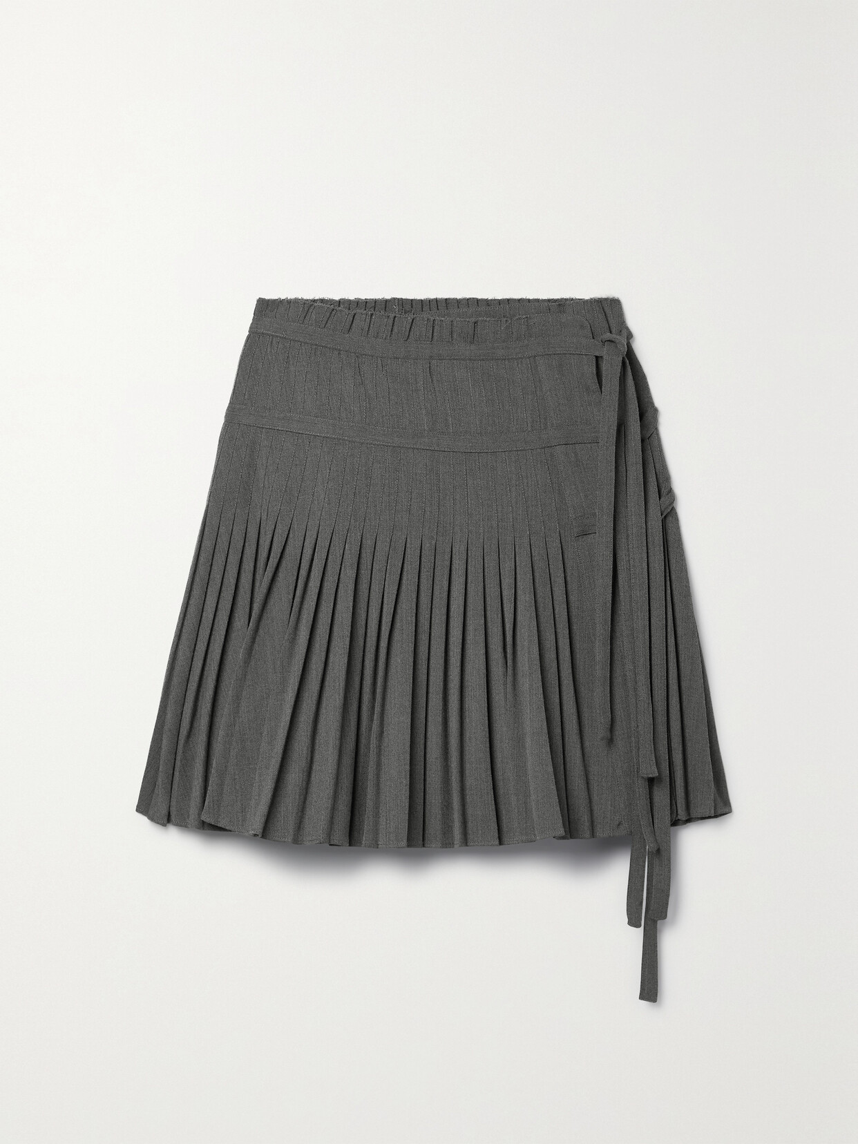 Altuzarra - Haki Pleated Linen-blend Twill Mini Wrap Skirt - Gray