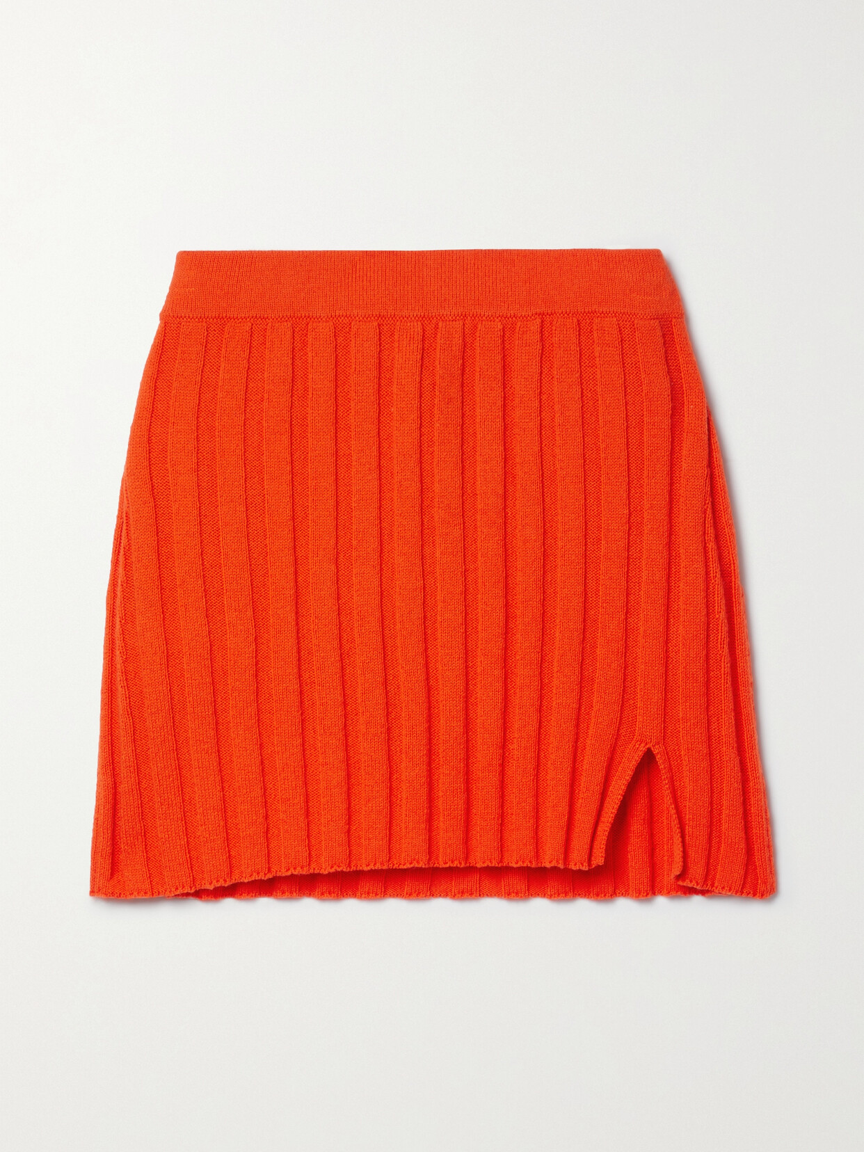 Altuzarra - Amali Ribbed Cashere And Cotton-blend Mini Skirt - Orange