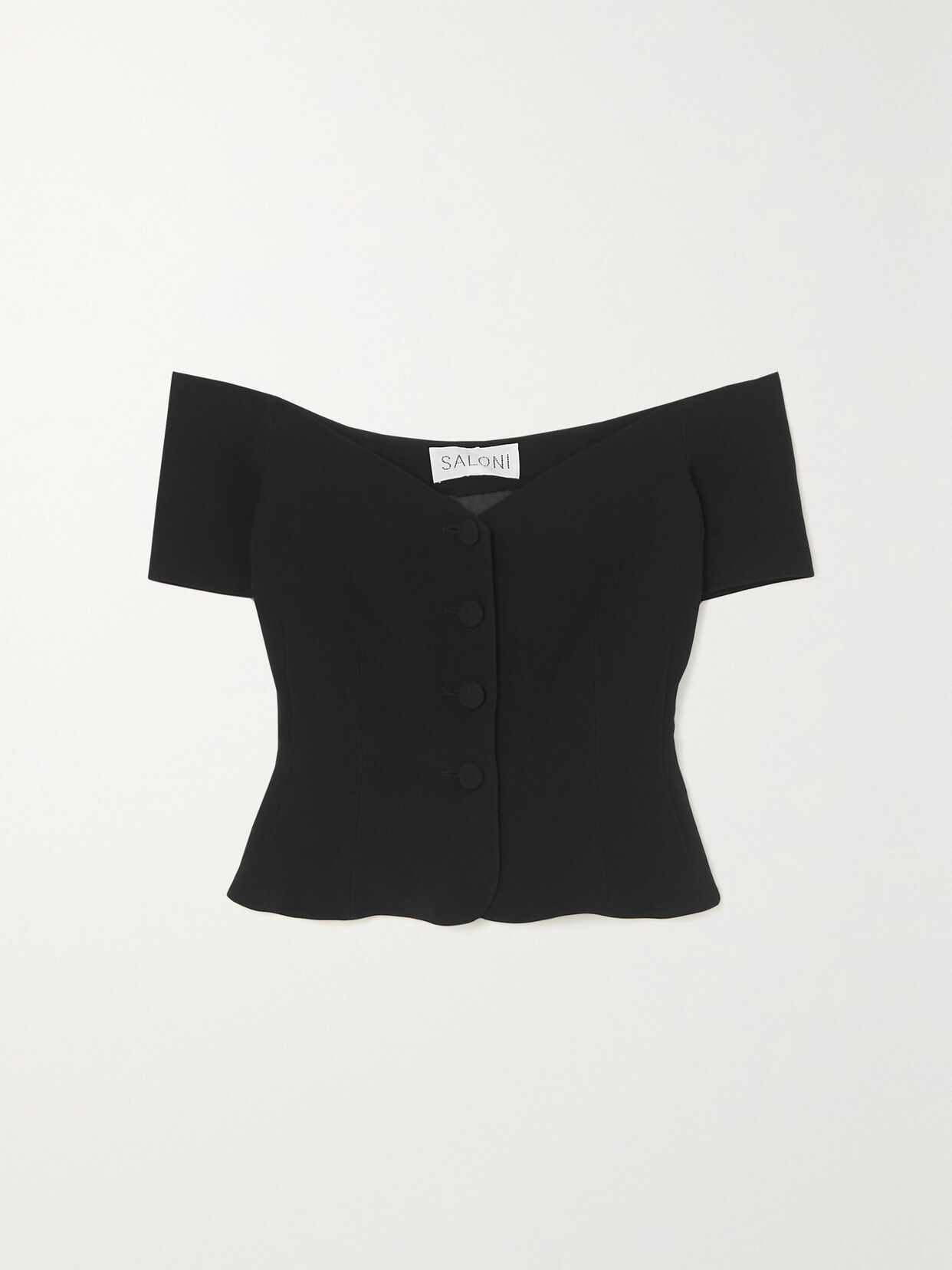 Saloni - Clementine Off-the-shoulder Crepe Top - Black