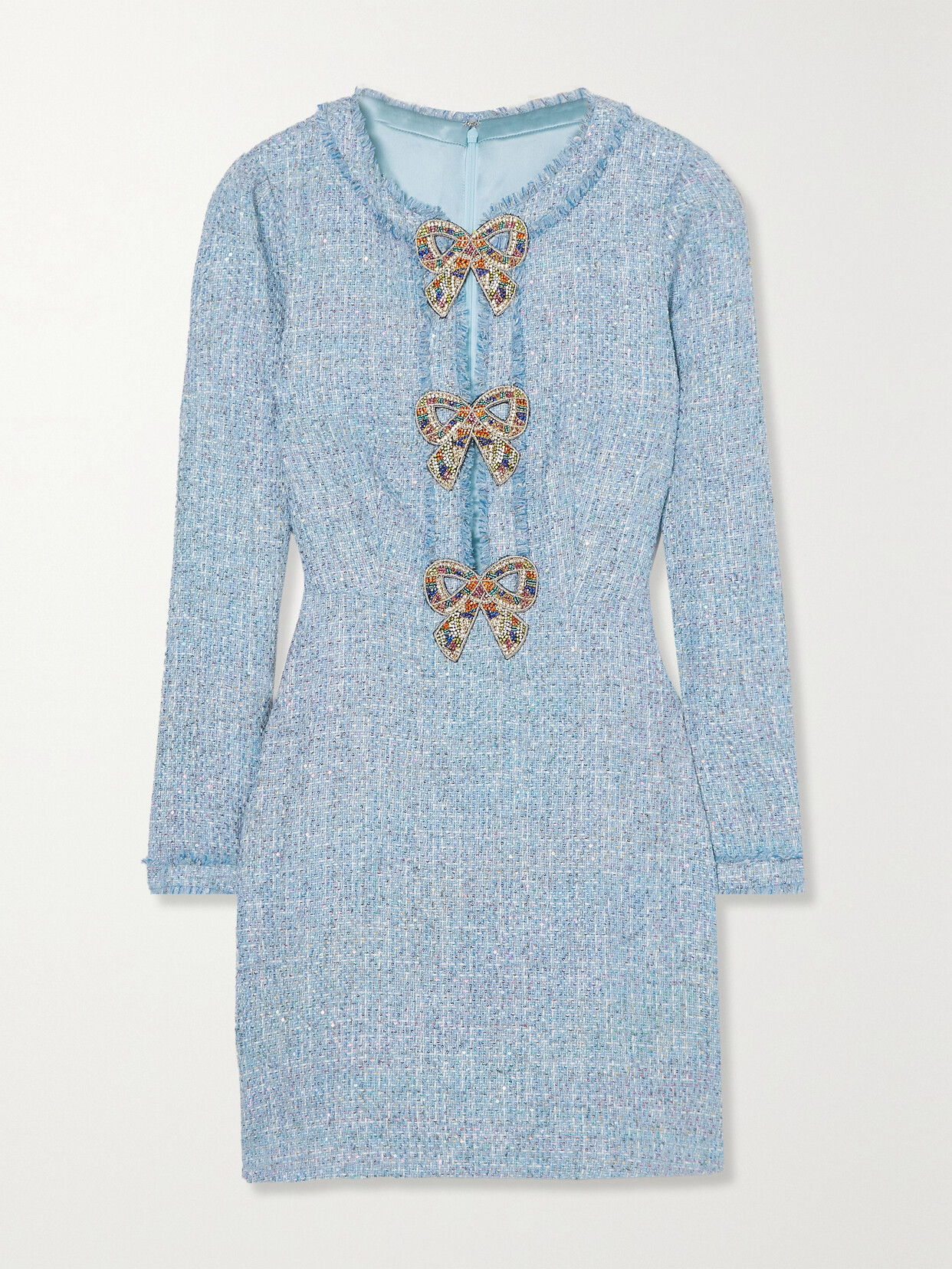 Saloni - Camille Embellished Tweed Mini Dress - Blue