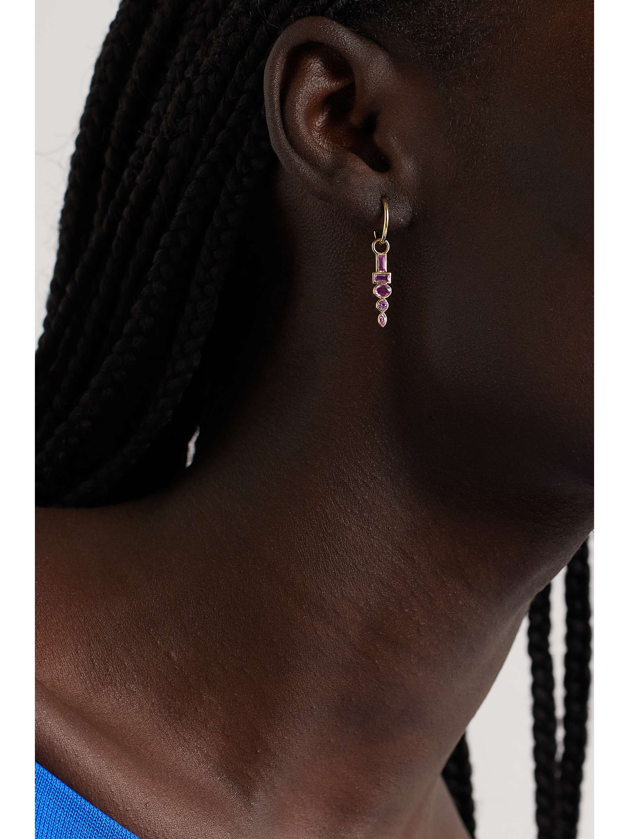 SORELLINA Totem 18-karat gold sapphire earrings