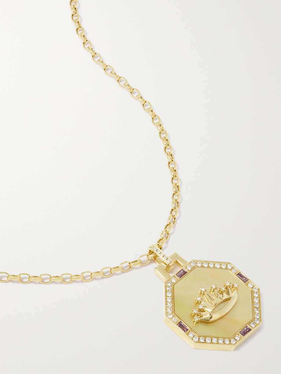 net-a-porter.com | Octagonal Empress 18-karat gold multi-stone necklace